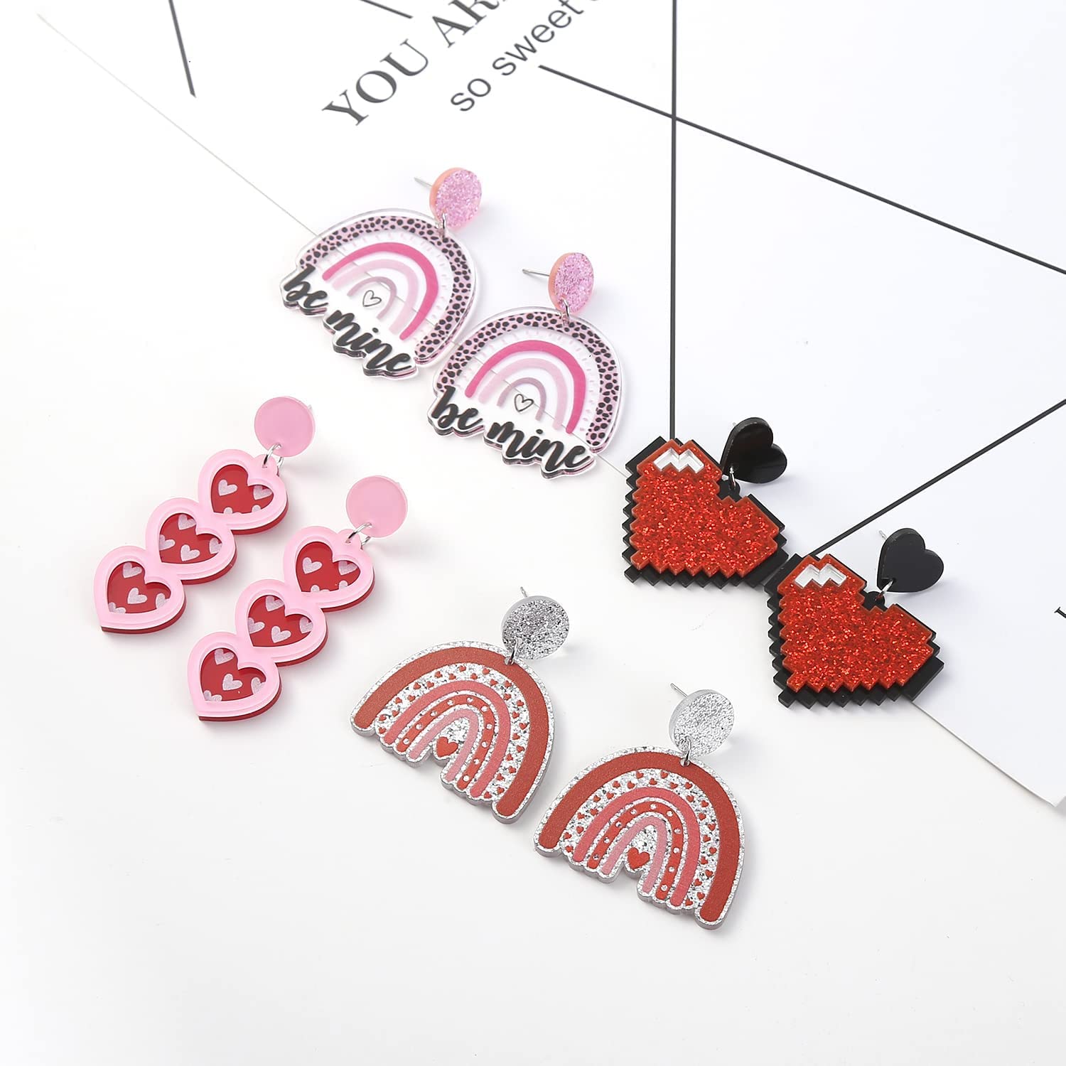Stylish Acrylic Stud Earrings for Women - Holiday & Seasonal Jewelry Set (4-6 Pairs) - Christmas, Valentine's Day, St. Patrick's Day Gift - Created Alexandrite Design - Perfect for Parties, Office Wear & Everyday Fashion Accessories