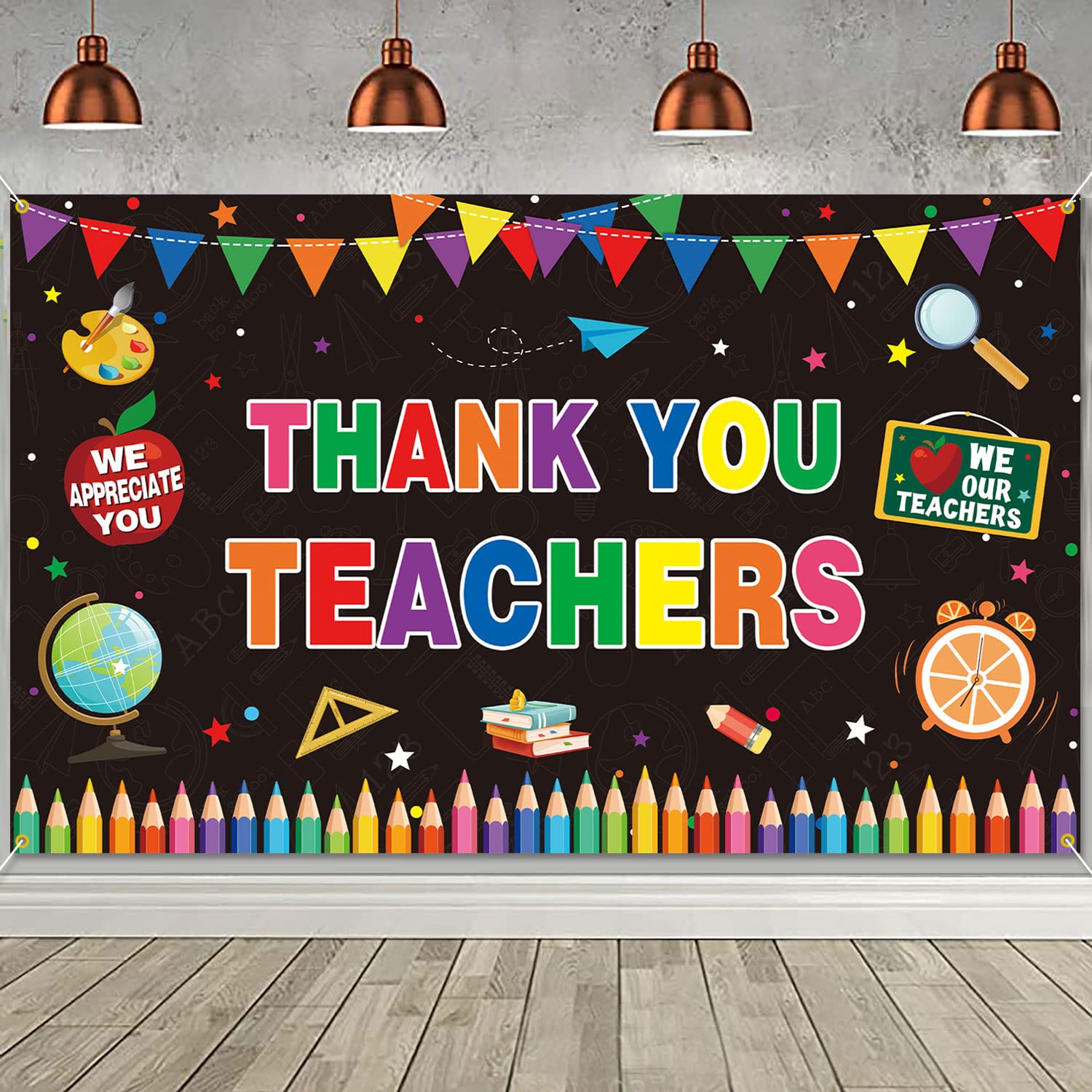 Teacher Appreciation Backdrop Banner - Classroom & Office Decor for Parties