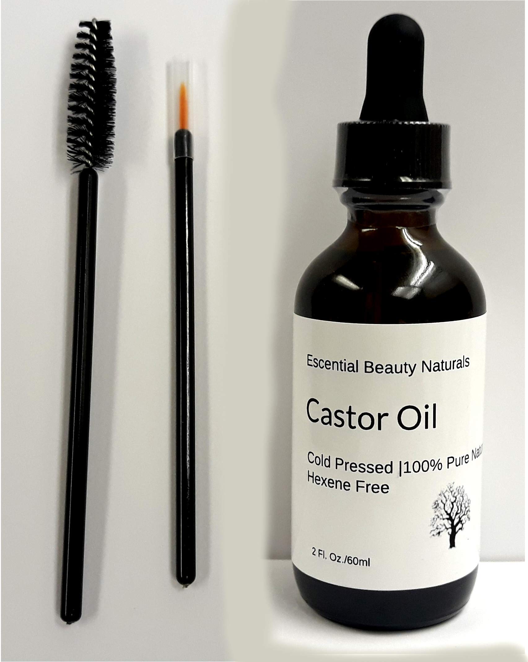 100% Pure Cold Pressed Castor Oil (2 oz) - Hexane Free Eyelash & Eyebrow Growth Serum - Natural Hair Treatment for Thicker Lashes & Brows - Perfect for Nighttime Lash Care & Daily Brow Enhancement