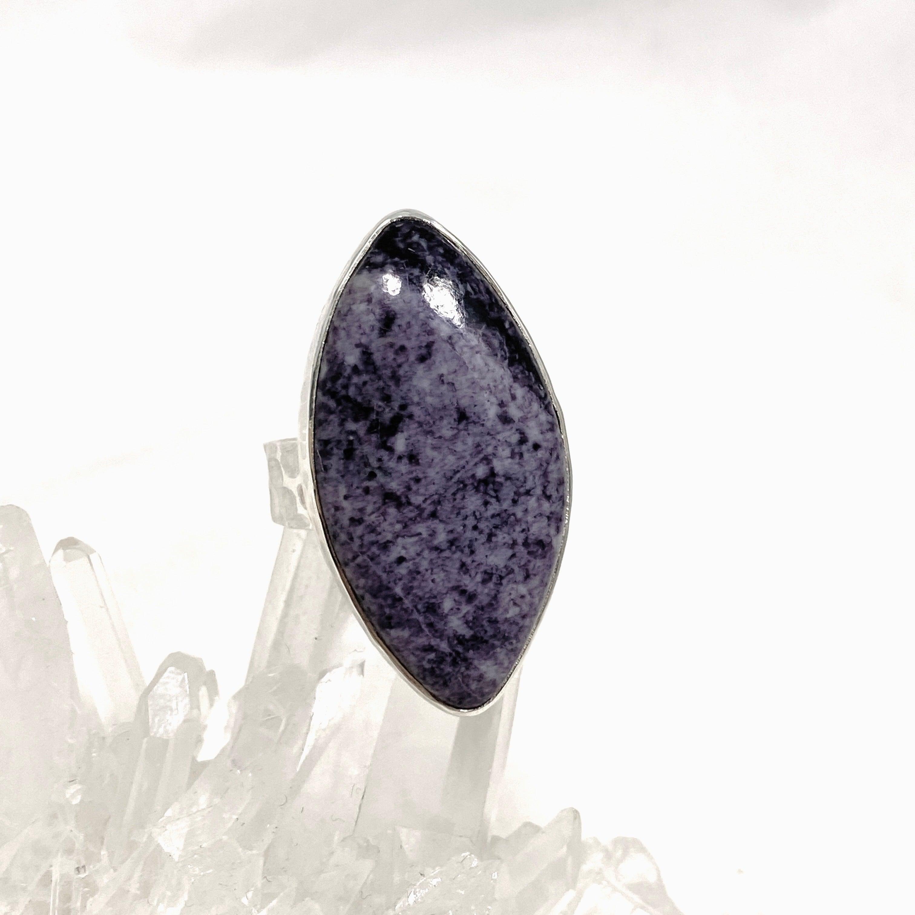 Kammererite Marquise Ring with Hammered Band - Size 11 KRGJ3142 - Elegant Statement Jewelry for Weddings & Special Occasions
