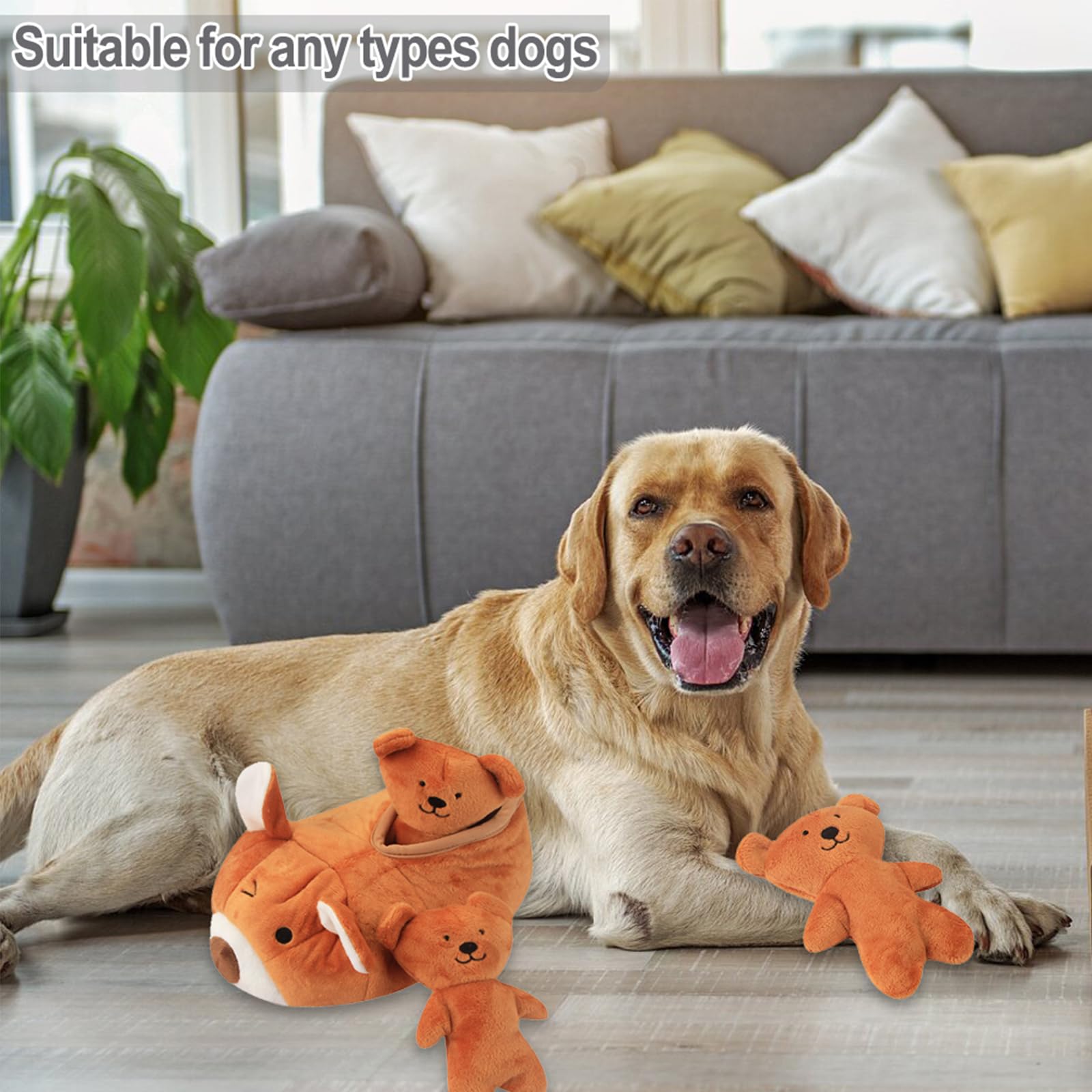 IFOYO Hide and Seek Squeaky Dog Toy - Interactive Plush Bear Puppy Toy for Small, Medium & Large Dogs | Durable Chew Proof Enrichment Toy for Indoor Play, Training & Bonding