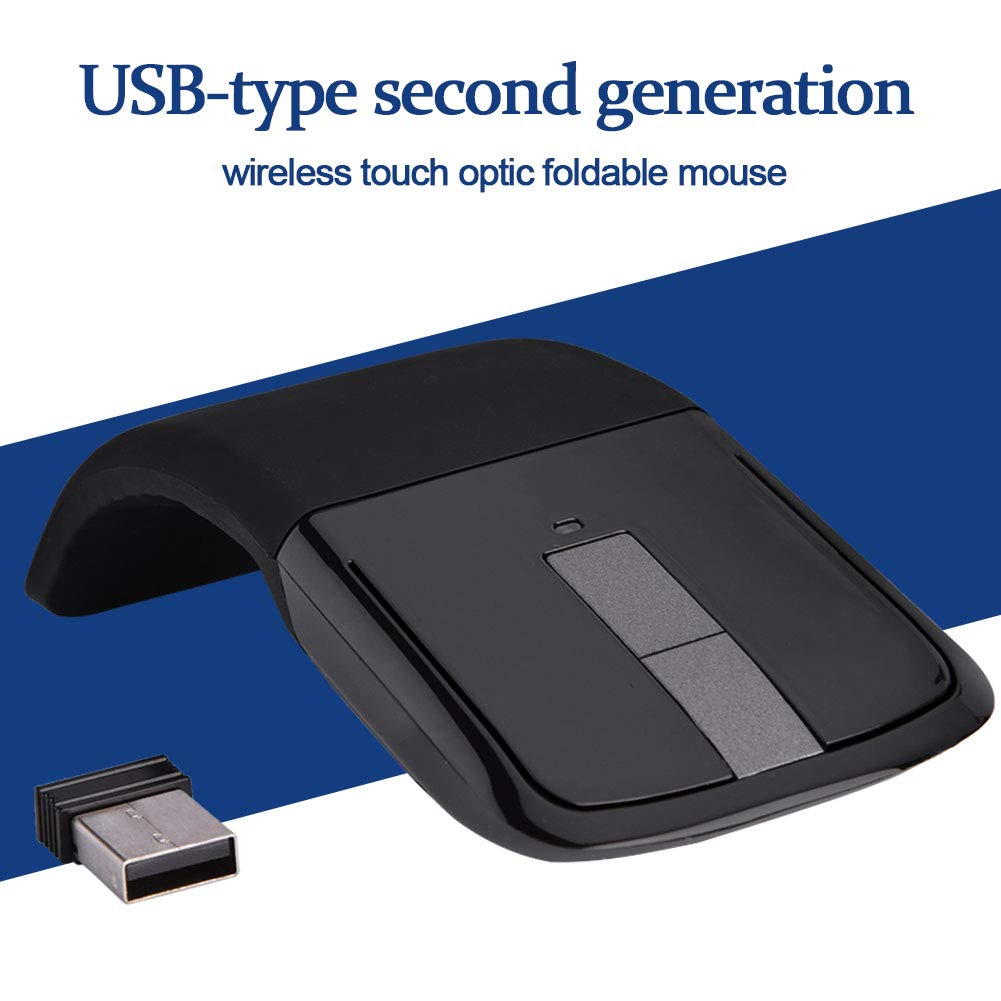 Ultra-Thin 2.4G Wireless Folding Mouse - 1000 DPI Portable Optical Mouse with USB Receiver for PC, Laptop, Smart TV (Black) | Perfect for Office, Travel & Home Entertainment