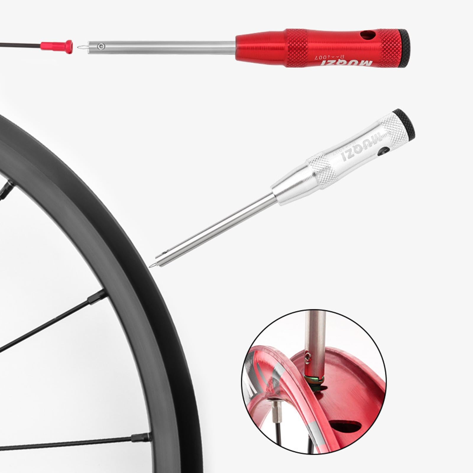 Muloo Bike Mountain & Road Folding Bikes Spoke Nipple Wrench Tool Kit - Professional Maintenance Set for Wheel Spoke Cap Installation & Repair (Red) - Perfect for Bicycle Tune-ups, DIY Repairs & On-the-Go Adjustments