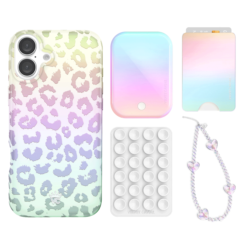 White Opal Leopard Print iPhone Case with Wallet Holder - Stylish Phone Accessory for Women, Girls | Perfect for Everyday Use, Travel & Shopping