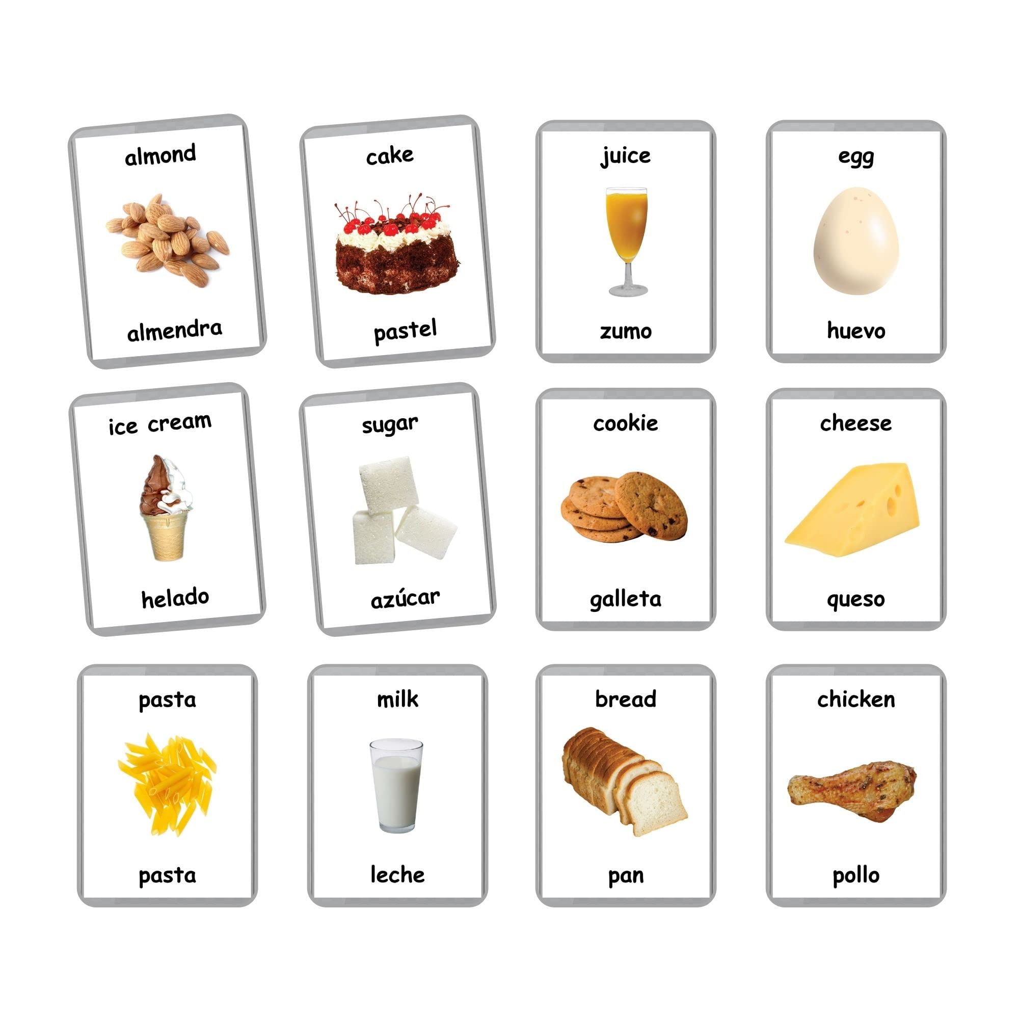First Foods Flash Cards - 48 Baby Flash Cards for Early Learning & Homeschooling | English & Spanish Bilingual Educational Cards | Perfect for Toddler Development & Preschool Teaching