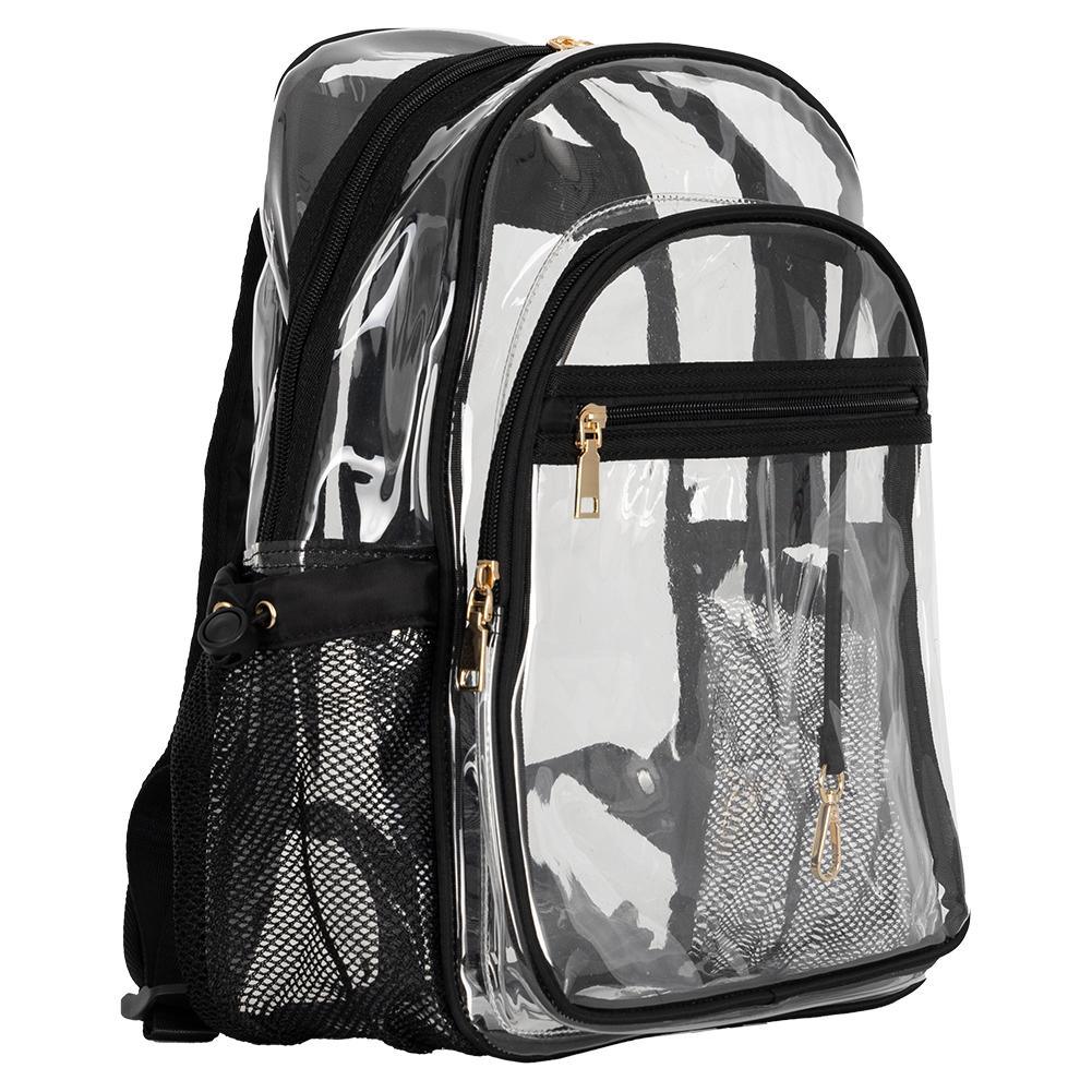 Clear Transparent Backpack for School, Work & Travel - Lightweight & Durable Black College Backpack for Students, Teachers & Professionals - Perfect for Airport Security, Gym & Everyday Use