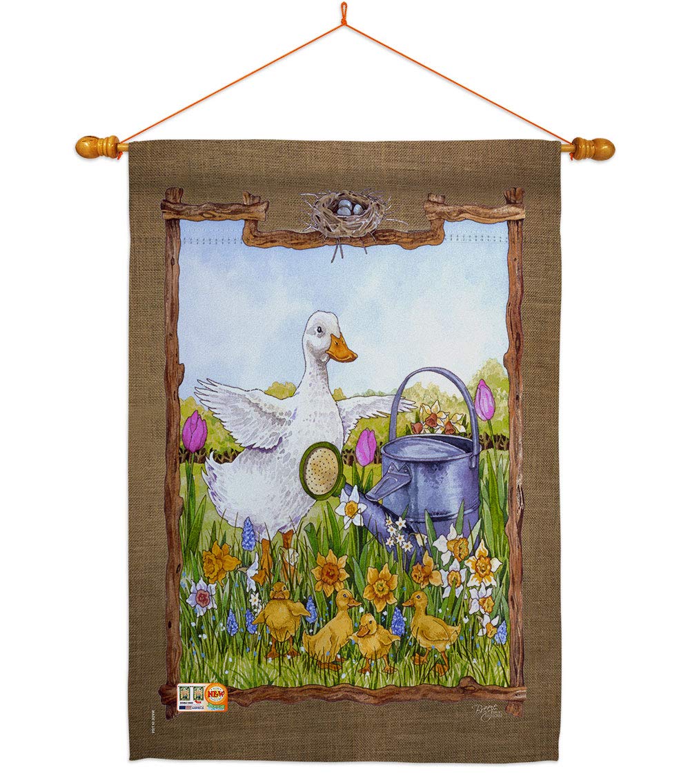 Duck & Duckies Garden Flag Set - 28x40 Inch Vertical Decor for Outdoor