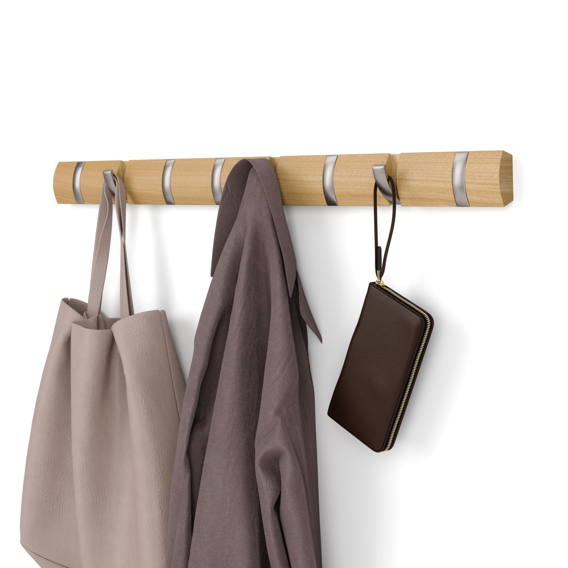 Flip 8 Wall Hook - Heavy Duty Wall Mount Hooks for Hanging Coats, Hats & Bags - Space Saving Home Organization Solution for Entryway, Bedroom & Closet