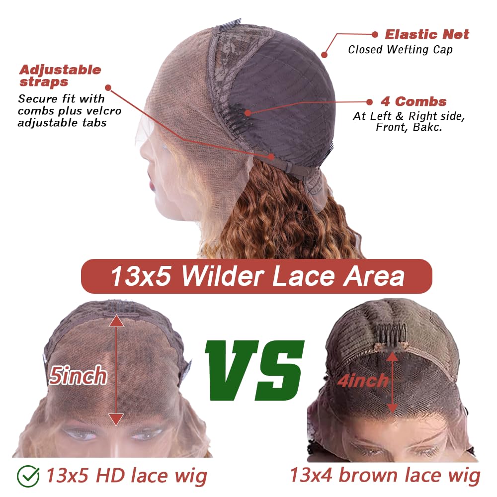 Azibo Honey Blonde HD Lace Front Wig 200% Density Human Hair - 26 Inch Water Wave Ombre 4/27 Highlight 13x5 Full Lace Wig Pre-Plucked for Natural Look | Perfect for Daily Wear, Cosplay, and Special Occasions