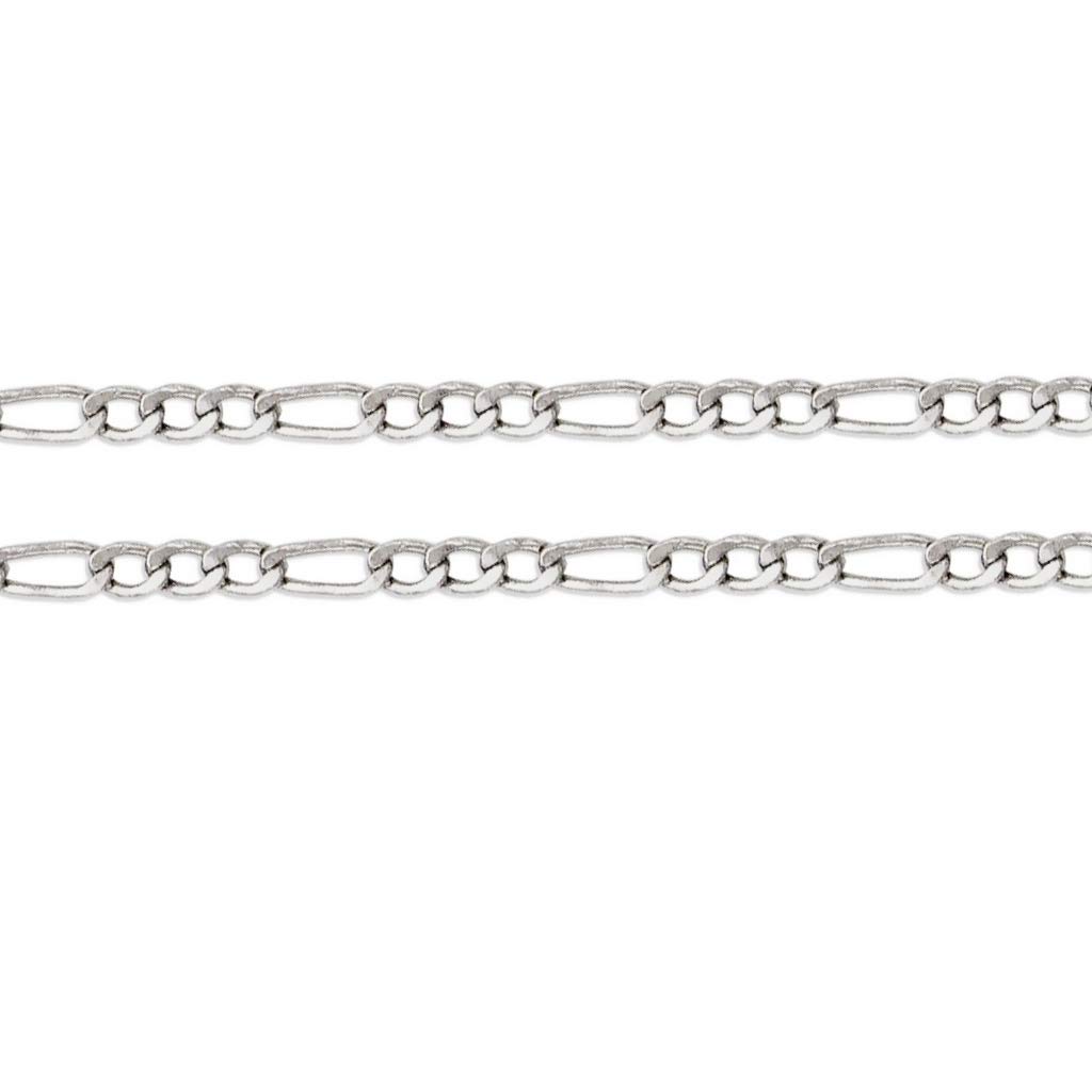 14K White Gold Hollow Figaro Chain Necklace for Women & Men - Italian Crafted Strong & Shiny Jewelry Gift - 16 to 24 Inches Length, 2.5MM to 3.5MM Width - Perfect for Weddings, Anniversaries & Special Occasions