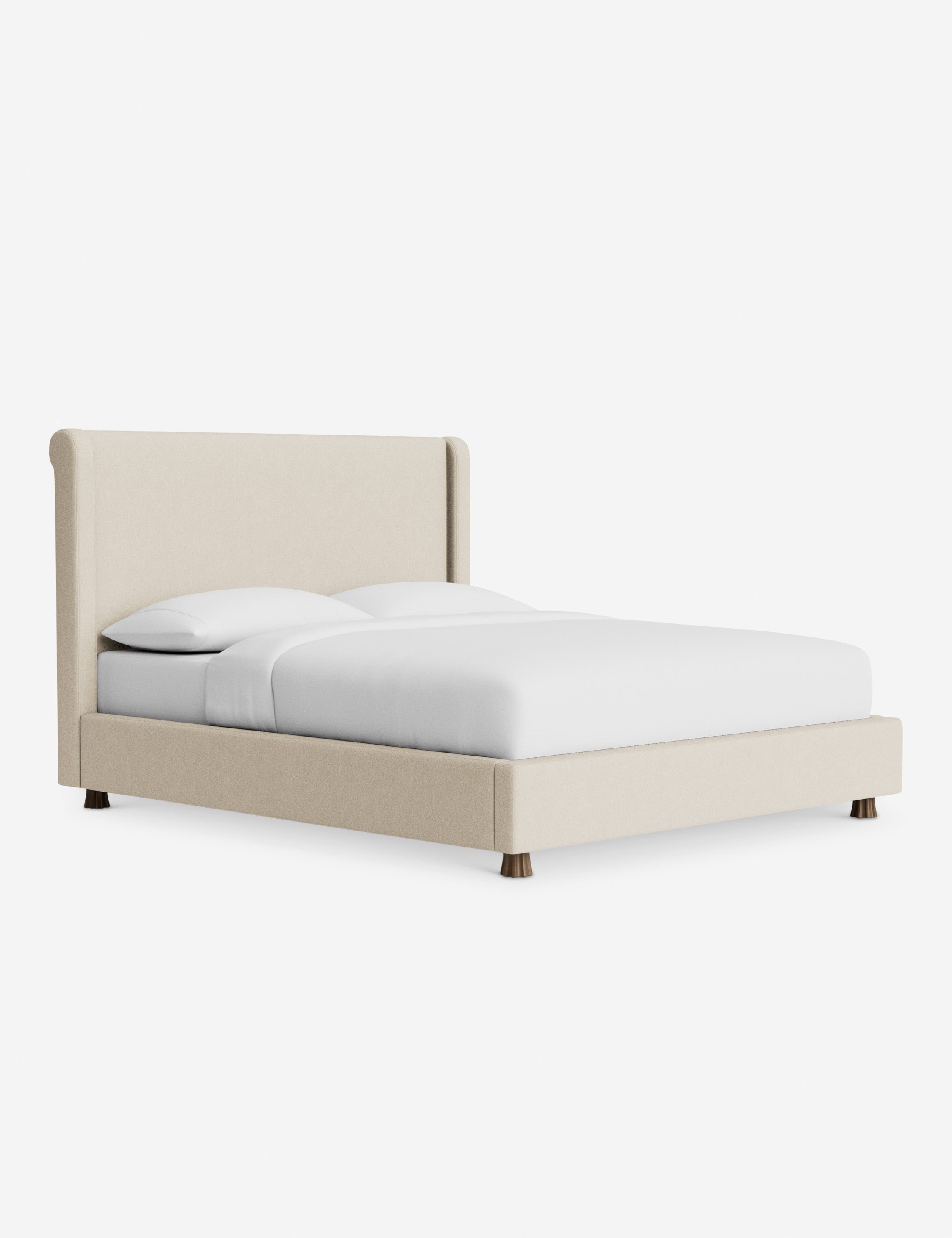 DOMINIQUE Platform Bed Frame - Modern Minimalist Wooden Bed with Upholstered Headboard | Perfect for Master Bedroom, Guest Room & Small Space