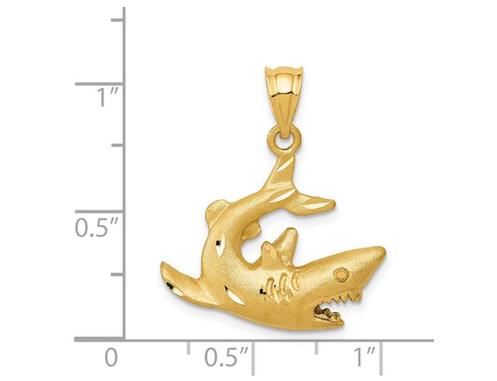14K Yellow Gold Shark Charm Necklace for Men & Women - Perfect Gift