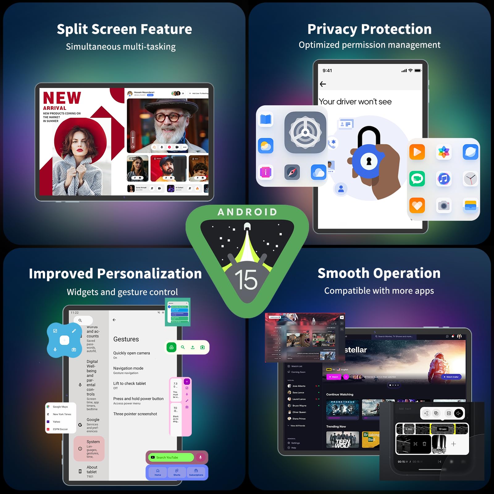 2025 10-Inch Android 15 Tablet with Keyboard - 24GB RAM 128GB ROM (1TB Expandable) Octa-Core Processor, 5G/2.4G WiFi, 8000mAh Battery, Bluetooth 5.0 - Includes Protective Case, Wireless Mouse & Stylus (Green) - Perfect for Work, Study & Entertainment with Split-Screen Feature