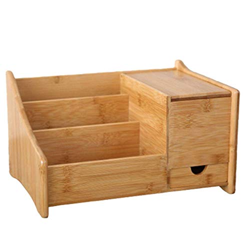 Wooden Multi-Function Makeup Organizer with Mirror - 12x7.7x6.9 Inch Cosmetic Storage Box for Dresser, Vanity & Bathroom | Perfect for Organizing Makeup Brushes, Lipsticks & Skincare Products