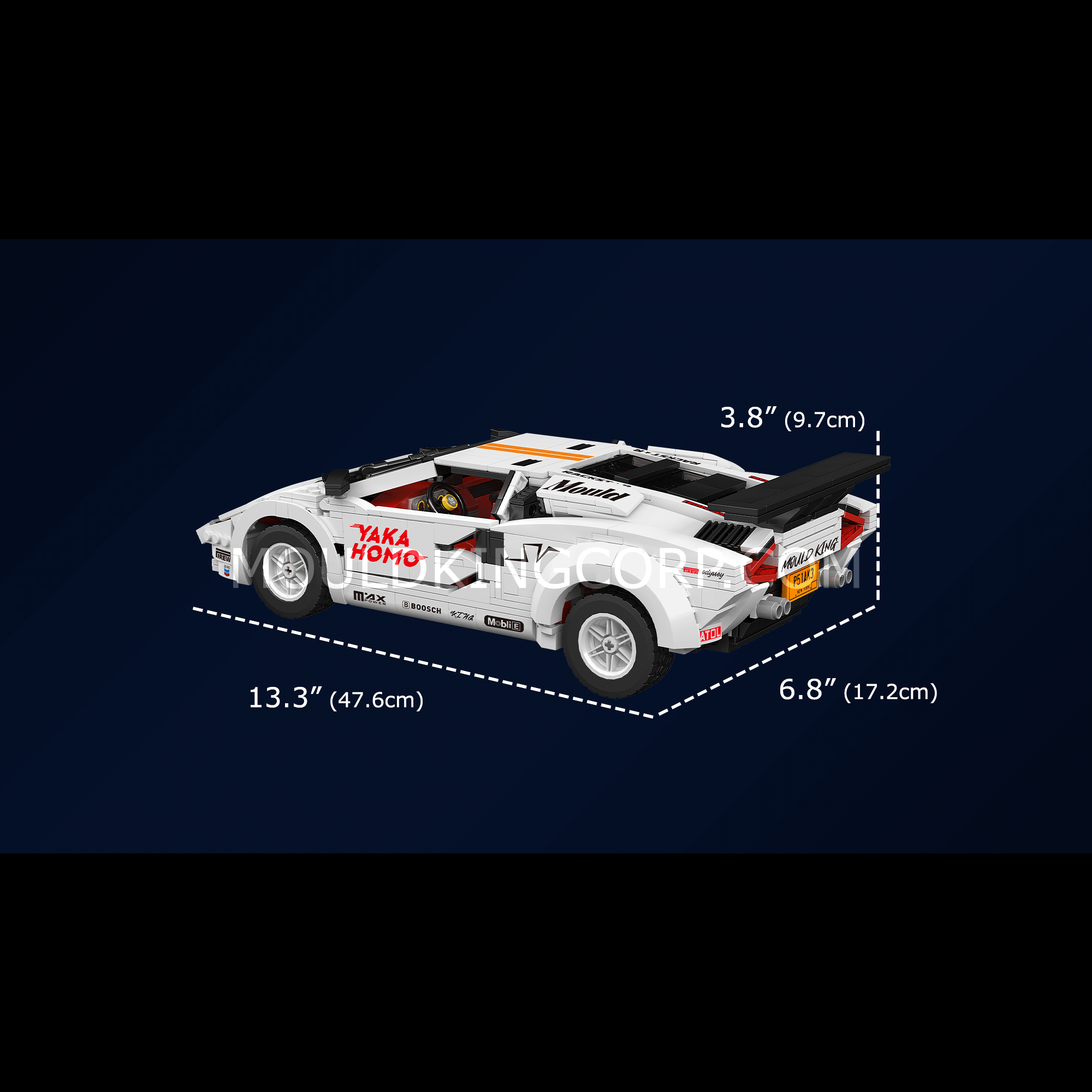 MOULD KING 10045 80S Italian Bull Coutach Sports Car Building Set - 1,495 PCS Model Kit for Adults & Teens | Perfect for Collectors, DIY Enthusiasts & Home Office Decor