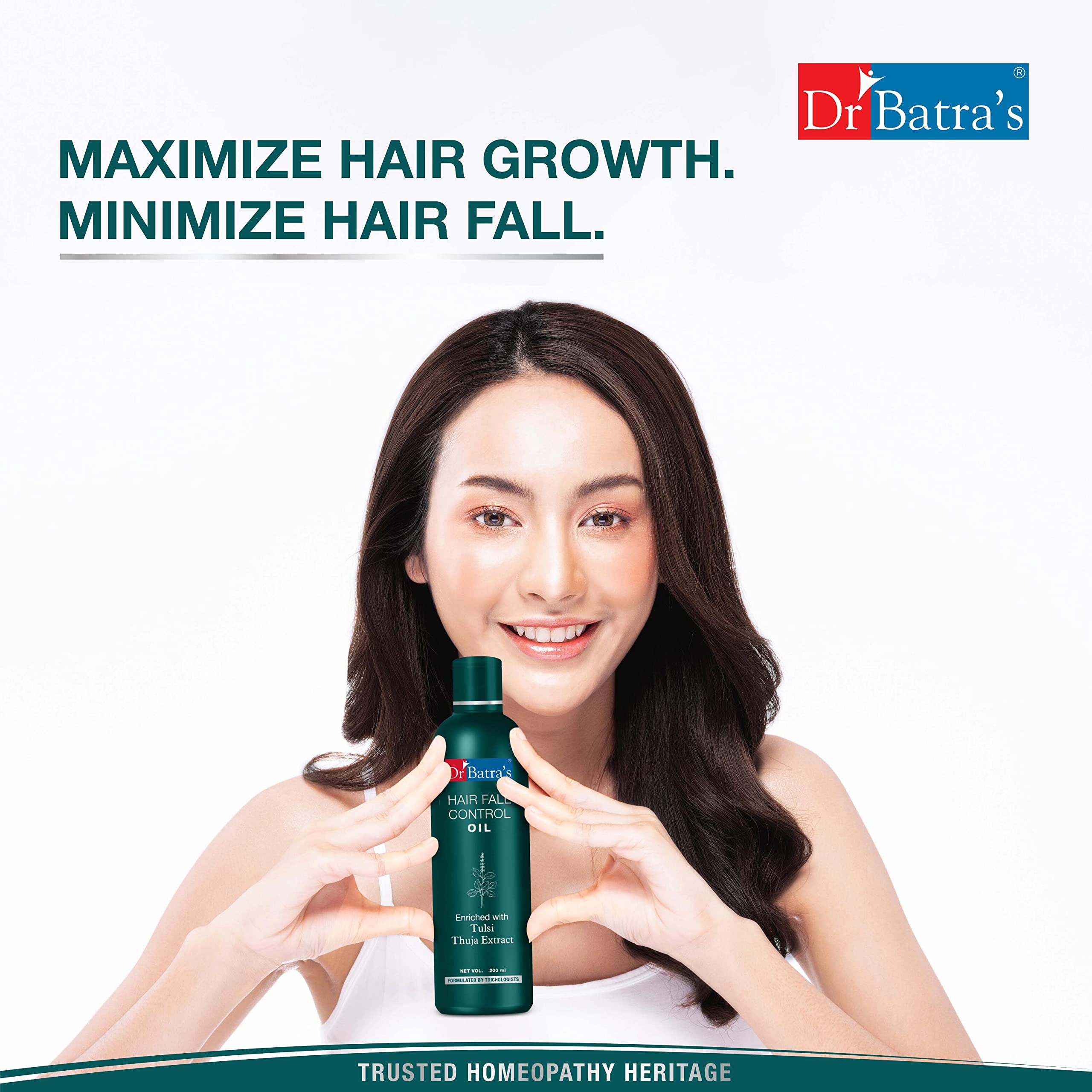 Dr Batra's Hair Fall Control Oil - Natural Hair Growth Treatment with Thulsi, Brahmi & Thuja - Scalp Nourishment for Damaged Hair - Promotes Healthier Hair & Reduces Hair Loss (200ml) - Perfect for Daily Hair Care Routine & Scalp Massage