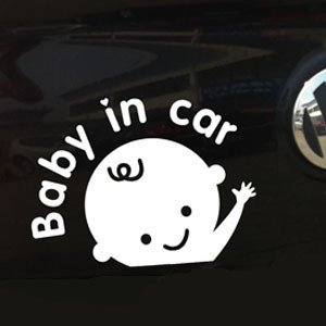 1Pc Aaron White Baby in Car (Boy) Safety Decal - High-Visibility Car Sticker for Child Safety, Perfect for Rear Windows & Family Vehicles