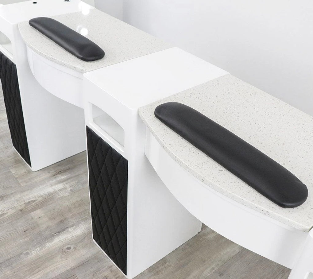 Professional Double Diamond White Manicure Table for Nail Salons - Portable & Adjustable Nail Technician Desk with Storage, Perfect for Home & Salon Use