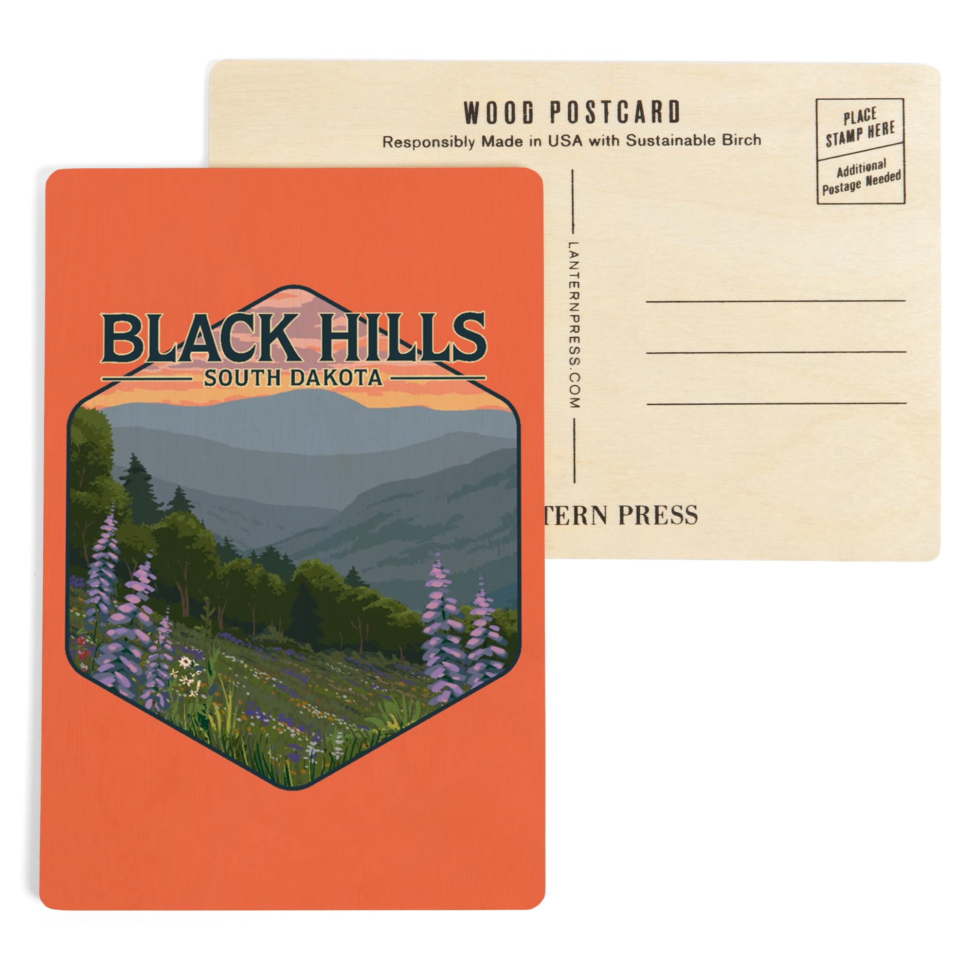 Black Hills South Dakota Spring Flowers 4x6 Birch Wood Postcards - 2-Pack Rustic Stationery Set for Wall Decor, Greeting Cards & Home Office Aesthetic
