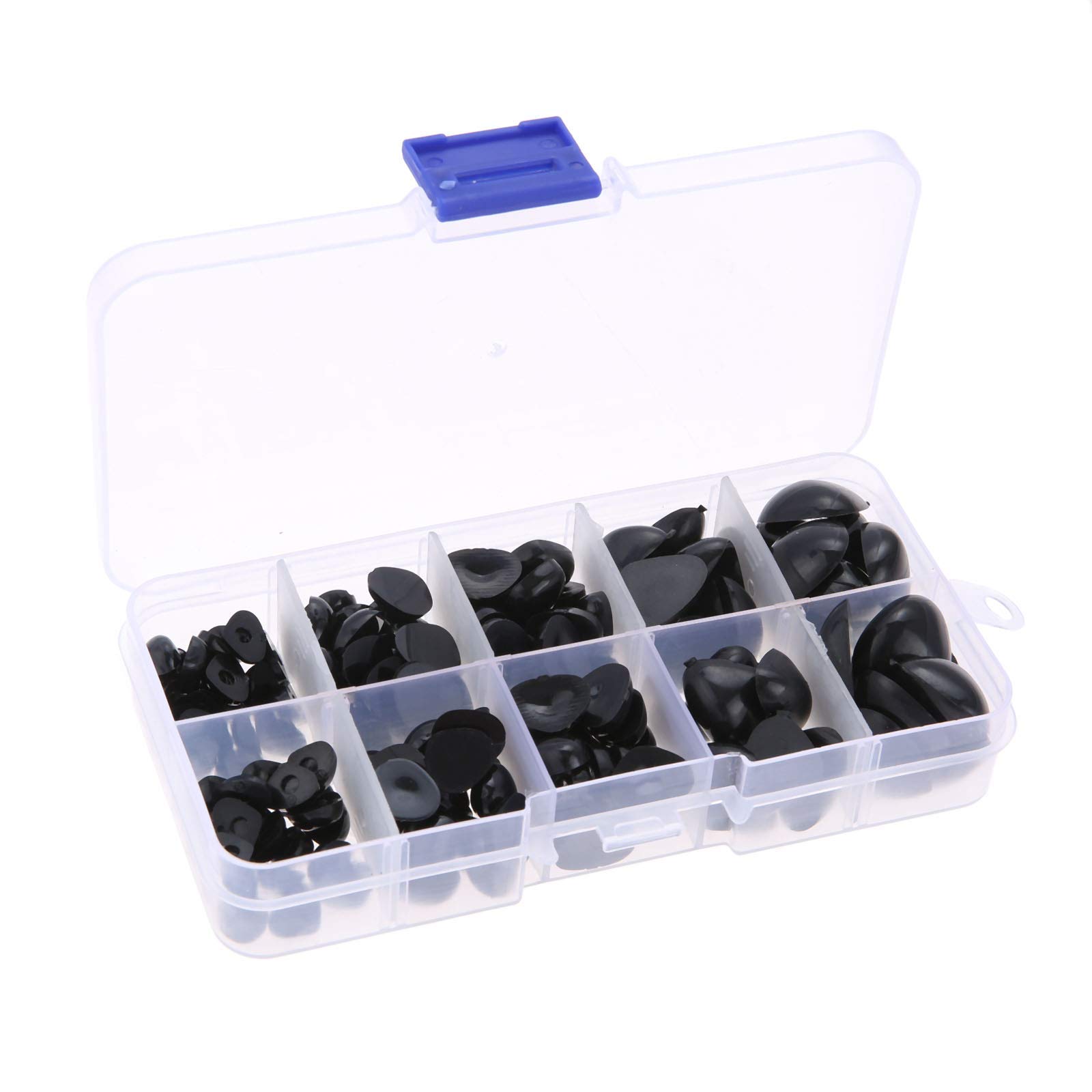 Yetaha 150PCS Plastic Nose for Stuffed Animals - 5 Sizes Craft Triangle Noses for DIY Plush Toys, Bears, Dogs & Puppets - Black - Perfect for Handmade Dolls, Sewing Projects & Toy Repair