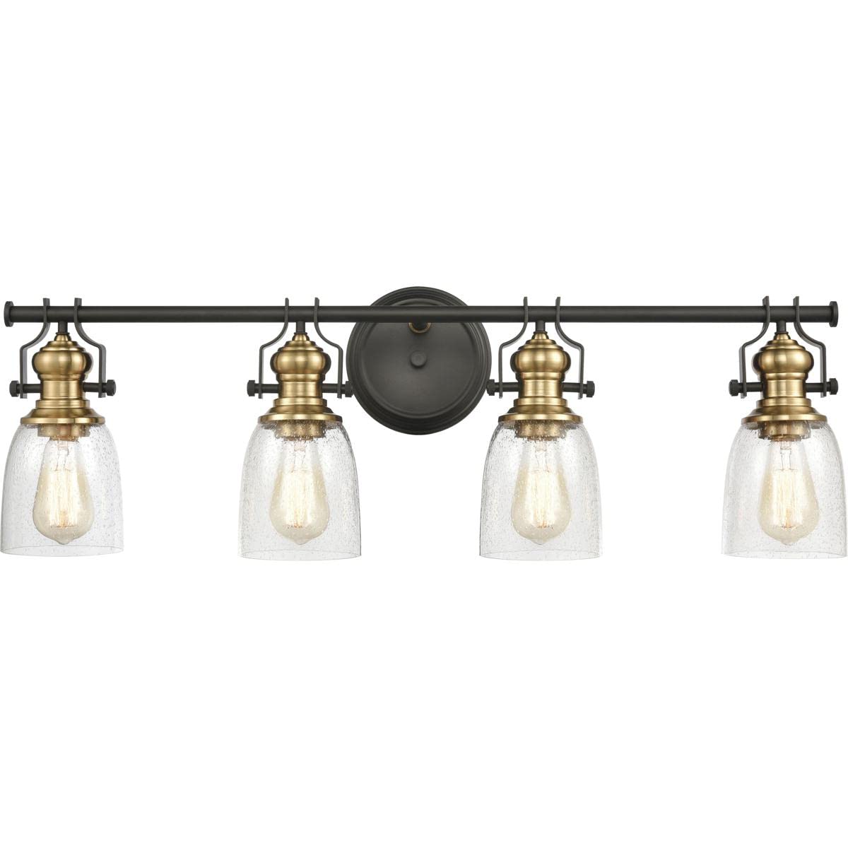 Elk Home Chadwick 4-Light Bathroom Vanity Light Fixture - Oil Rubbed Bronze & Satin Brass Finish with Seedy Glass Shade - Perfect for Master Bath, Powder Room & Spa Style Decor