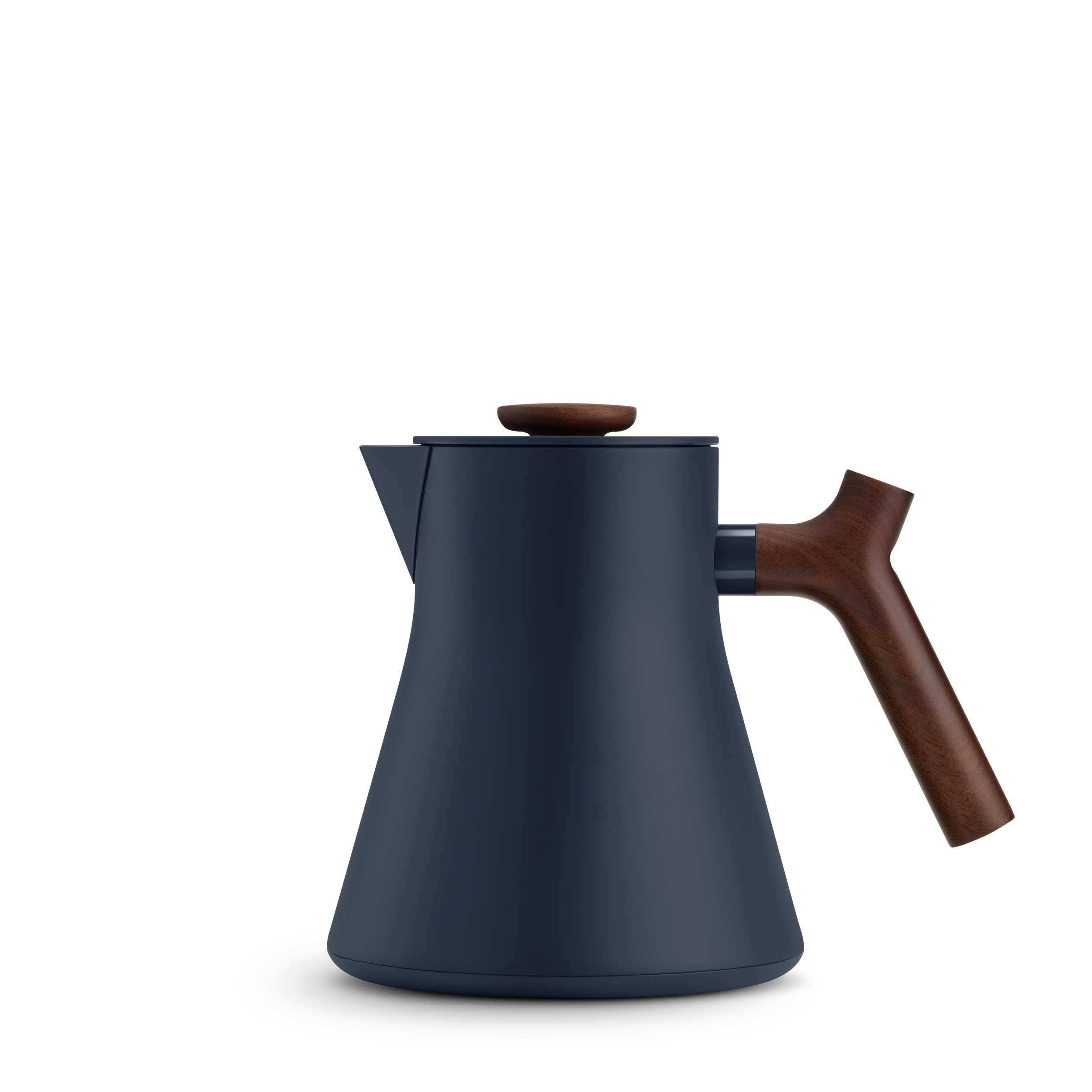 Fellow Corvo EKG Pro Electric Gooseneck Kettle - Fast Heating, Precise Pouring, Stone Blue with Walnut Handle - Perfect for Coffee, Tea & Home Brewing