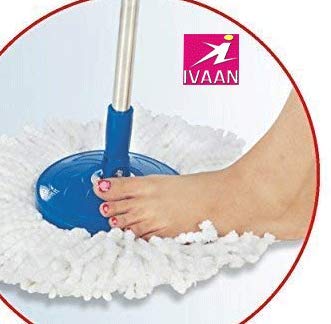 IVAAN Microfiber Dust Controller Floor Cleaning Flat Mop - 360 Degree Swivel Head & Adjustable Handle - Standard Size Multicolor - Perfect for Hardwood Floors, Tile & Laminate Cleaning