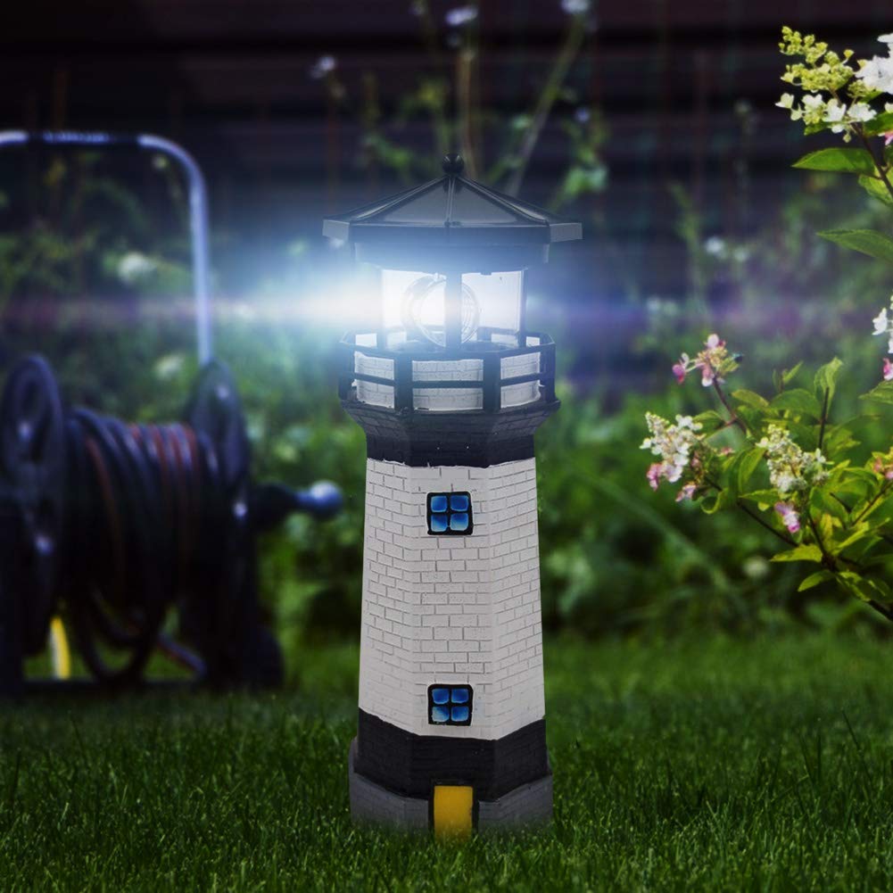 Solar Powered Outdoor Lighthouse Lamp - Waterproof LED Rotating Garden Light with Smart Motion Sensor for Yard, Landscape, Pathway & Patio Decor | Perfect for Garden, Lawn, Driveway & Backyard Lighting