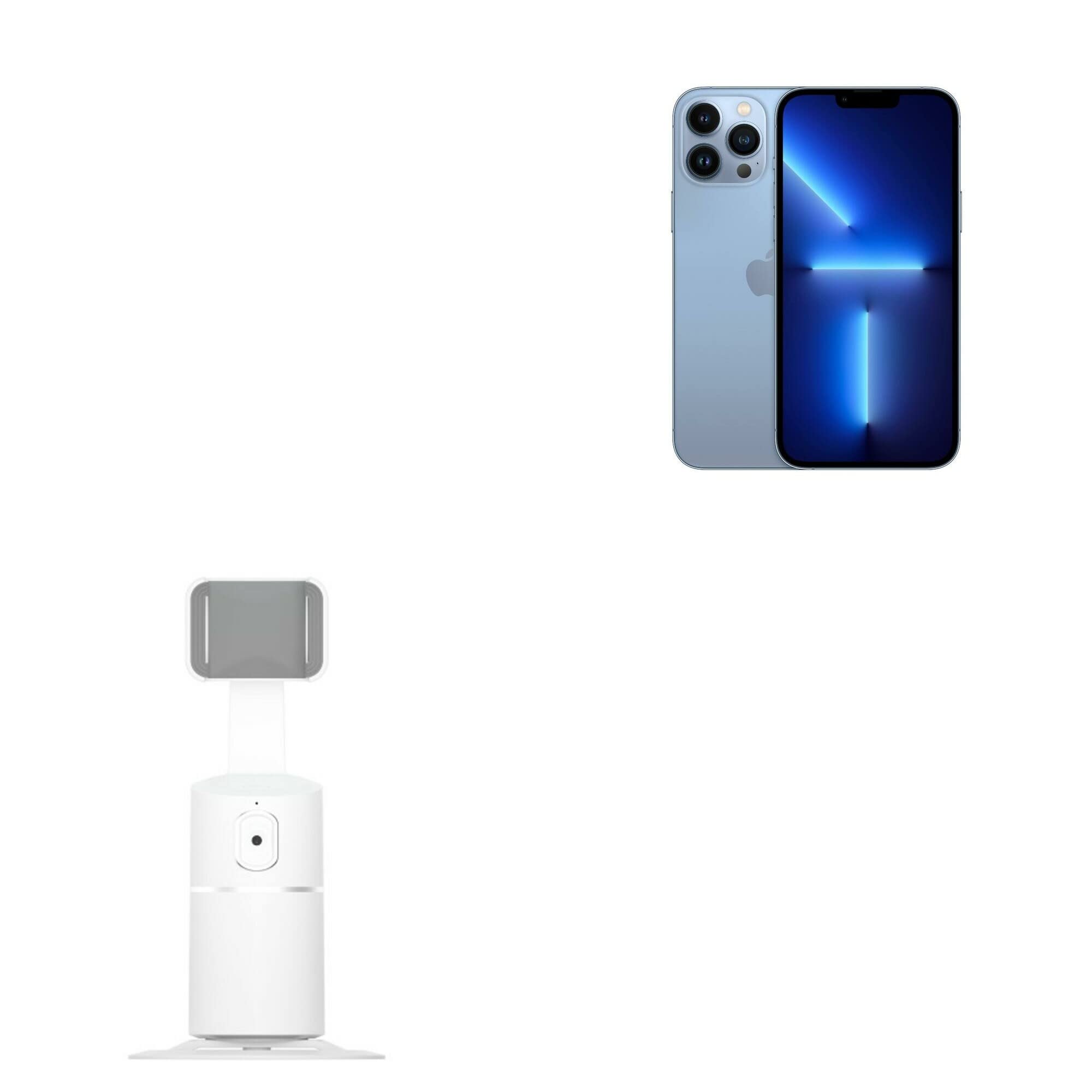 BoxWave PivotTrack360 Stand and Mount for Apple iPhone 13 Pro Max - Winter White | 360° Rotating Selfie Stand with Facial Tracking | Perfect for Video Calls, Live Streaming & Hands-Free Viewing
