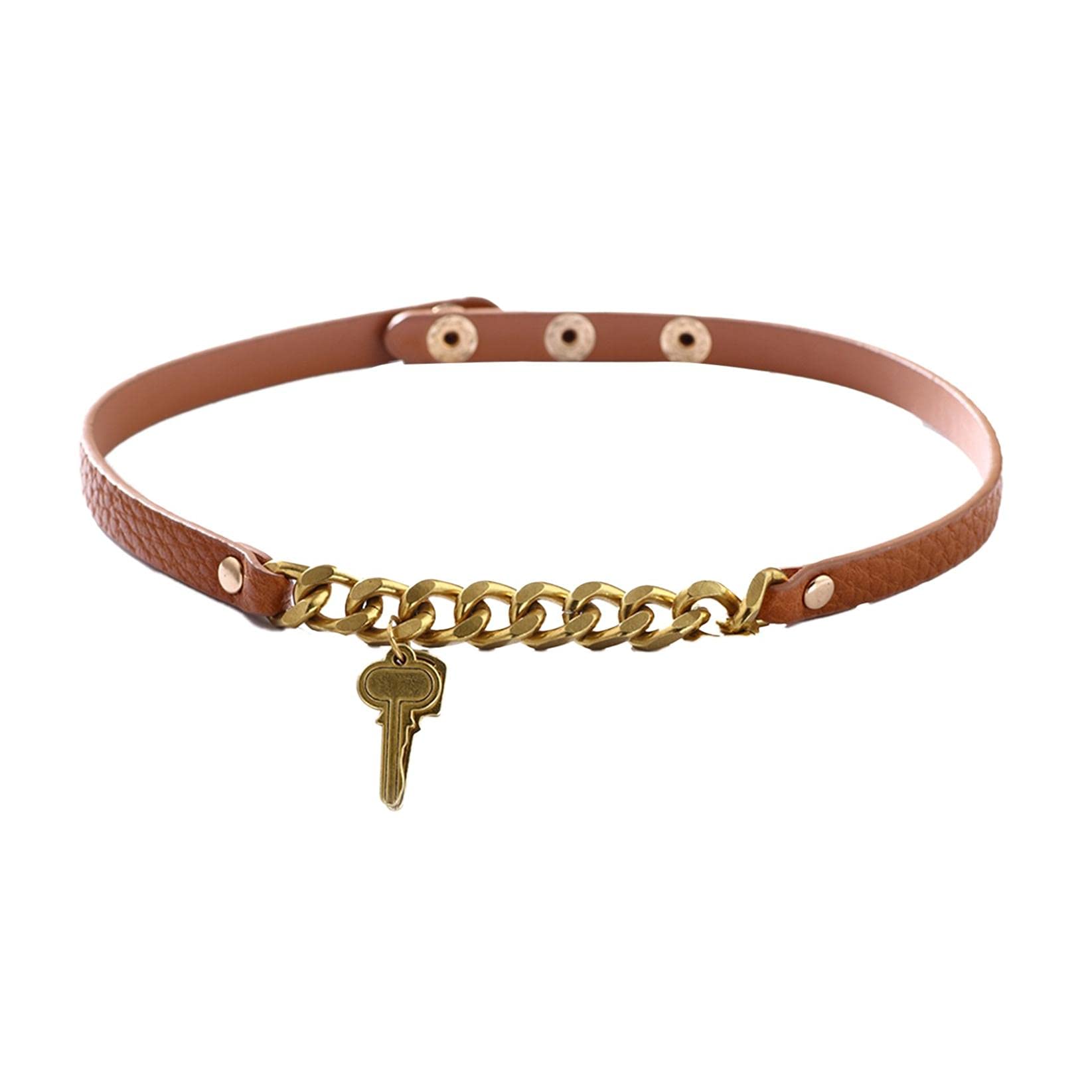 MIANHT Women's Fashion Necklace — Creative Metal Key Chain & Leather Collar Necklace for Women | Trendy Casual Accessories for Everyday Wear, Date Night & Gift Giving