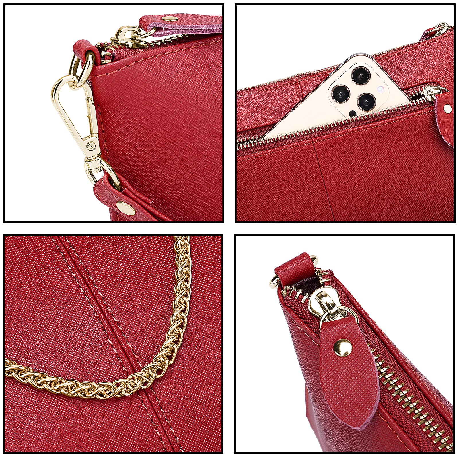 YALUXE Genuine Leather Wristlet Handbag for Women - Slim Crossbody Phone Clutch Purse with Card Slots & RFID Protection | Perfect for Everyday Use, Travel, and Night Out