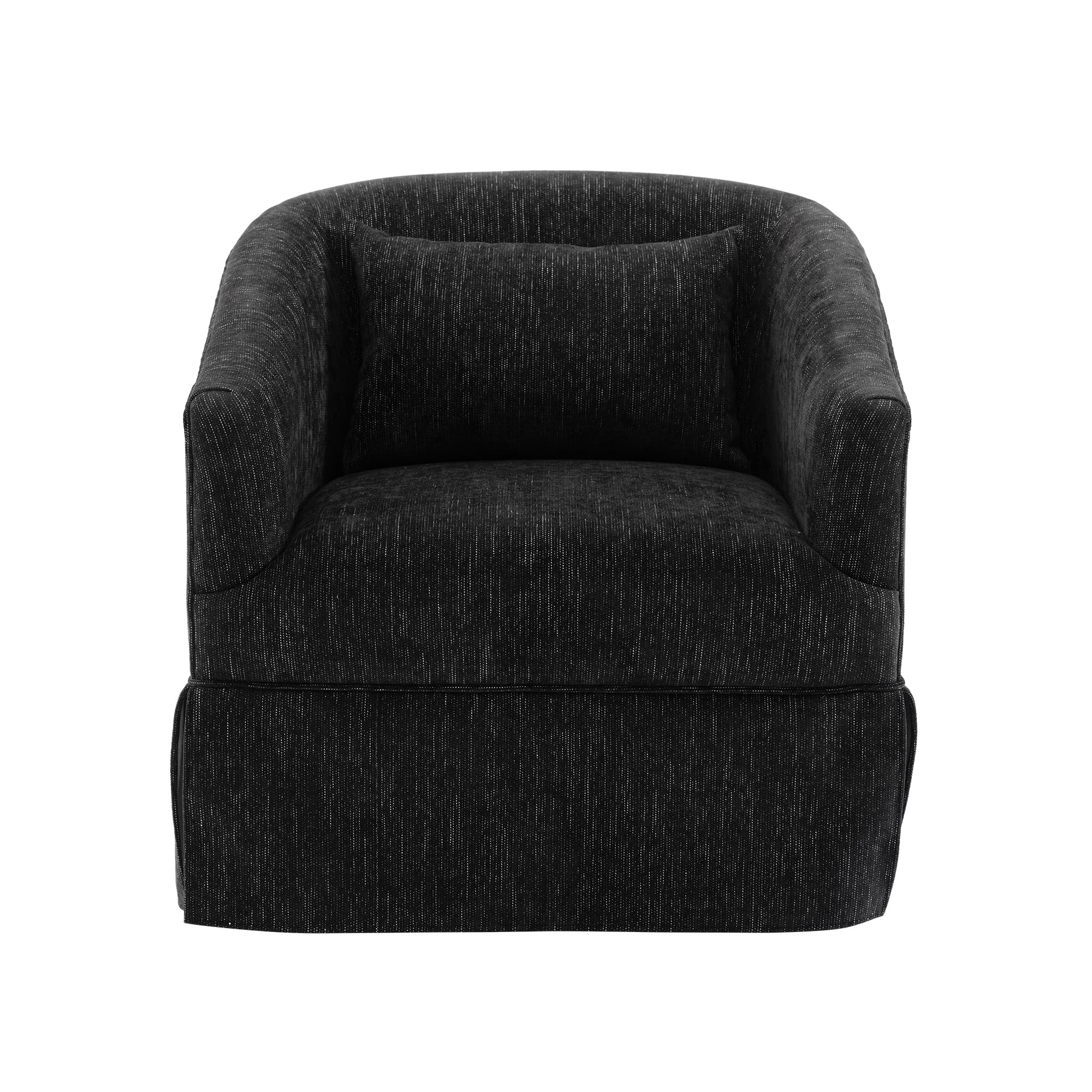 360 Degree Swivel Accent Barrel Chair - Modern Upholstered Single Sofa Armchair with Pillow for Living Room, Bedroom, Office & Nursery | Cozy Leisure Club Reading Chair for Relaxing, Working & Studying (Black)