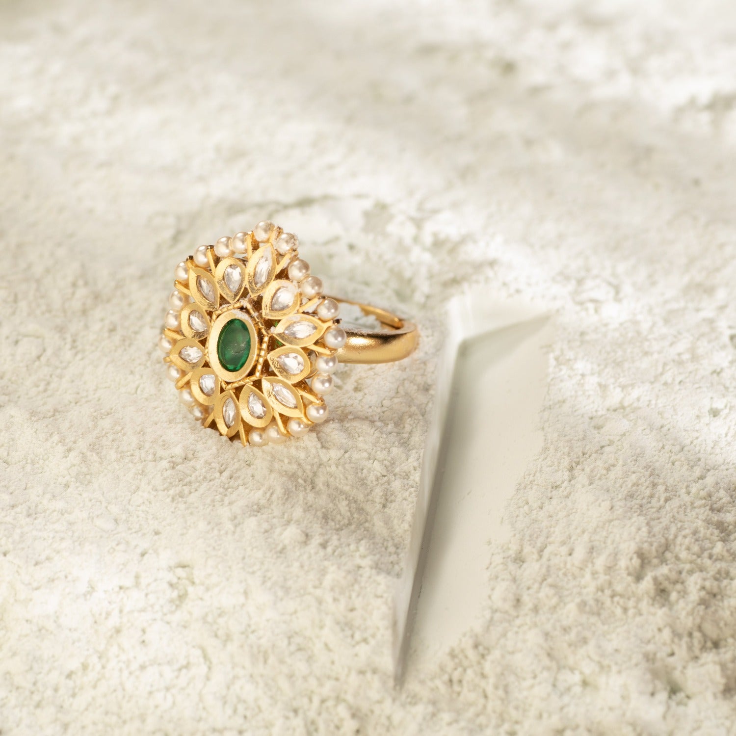 Sharon Kundan Ring - Elegant Indian Jewelry for Women | Perfect for Weddings, Parties & Special Occasions