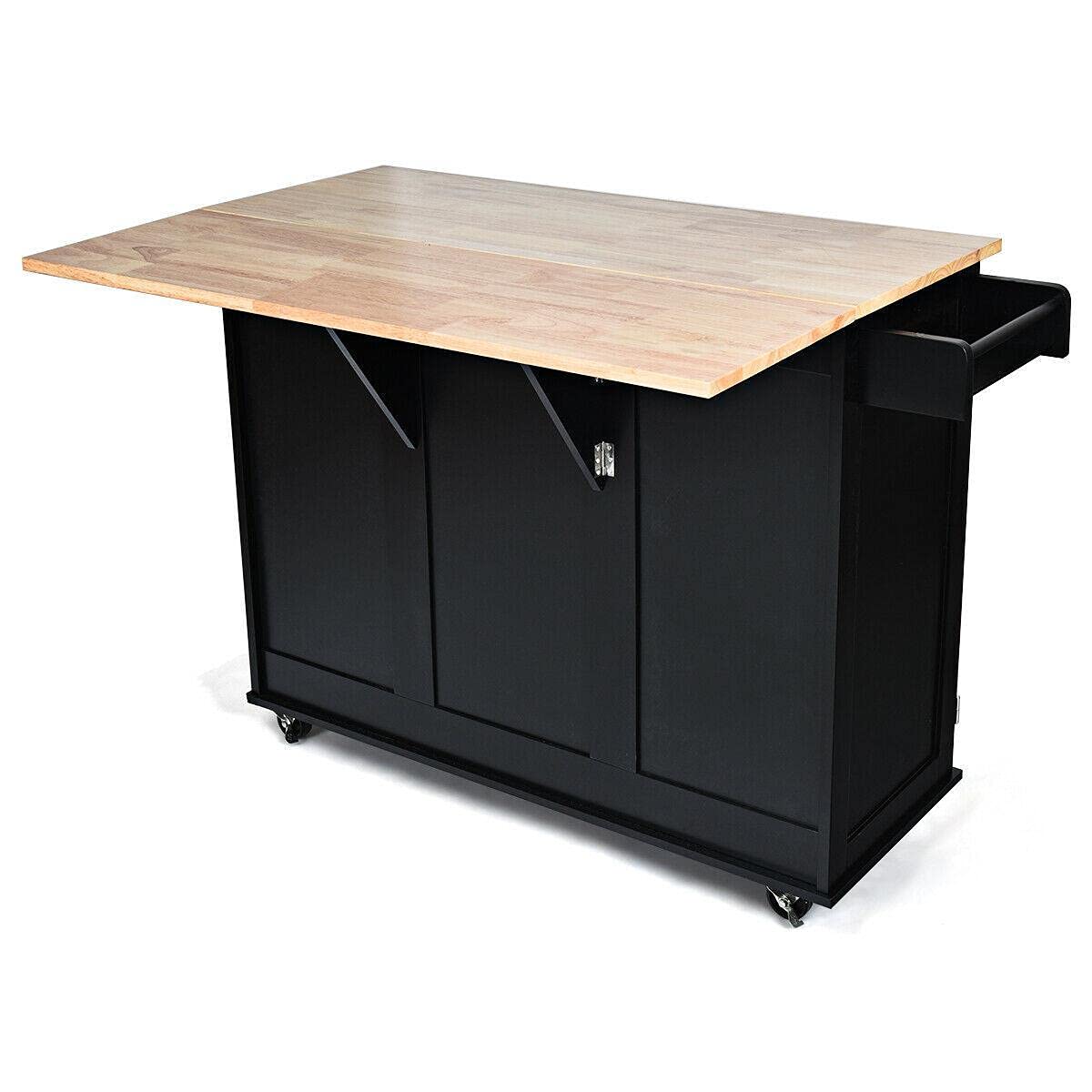 **HilariousM Wooden Kitchen Island Cart with Spice Rack & Drawer - Mobile Kitchen Trolley for Cooking, Dining & Storage - Perfect for Small Kitchens, Apartments & Food Prep**