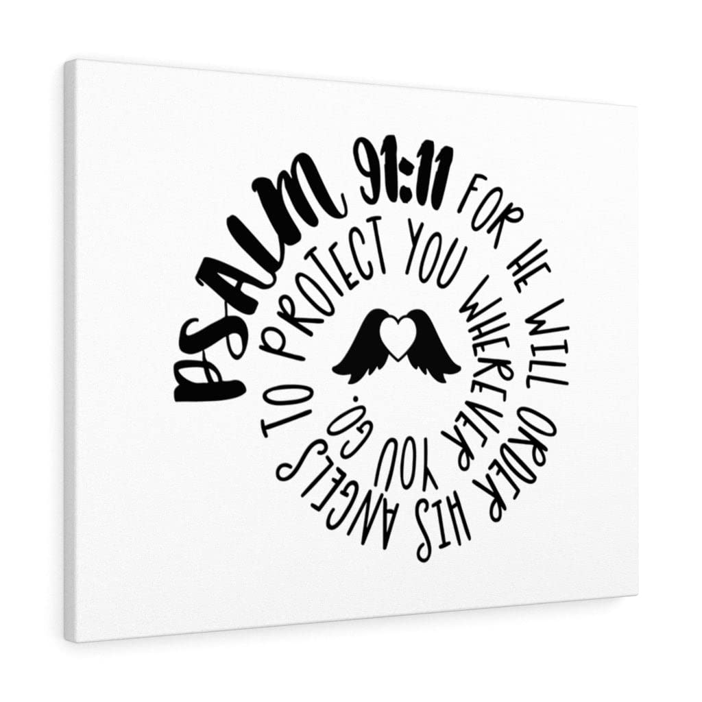 Psalm 91:11 Christian Wall Art - Bible Verse Print Ready to Hang - Scripture Home Decor for Protection & Faith - Perfect for Bedroom, Living Room & Church Decor