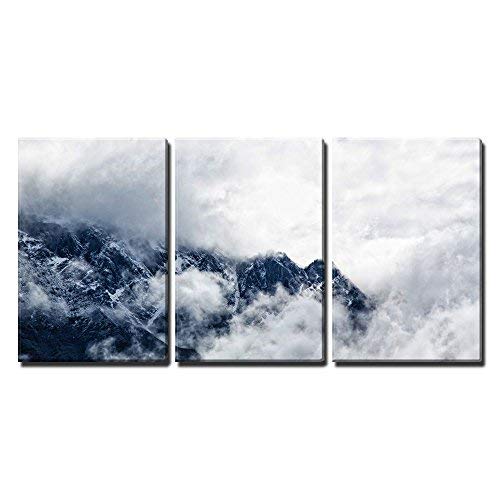 Wall26 - 3 Piece Canvas Wall Art Set: Mountain Landscape with Clouds - Modern Stretched & Framed Ready to Hang Home Decor (24