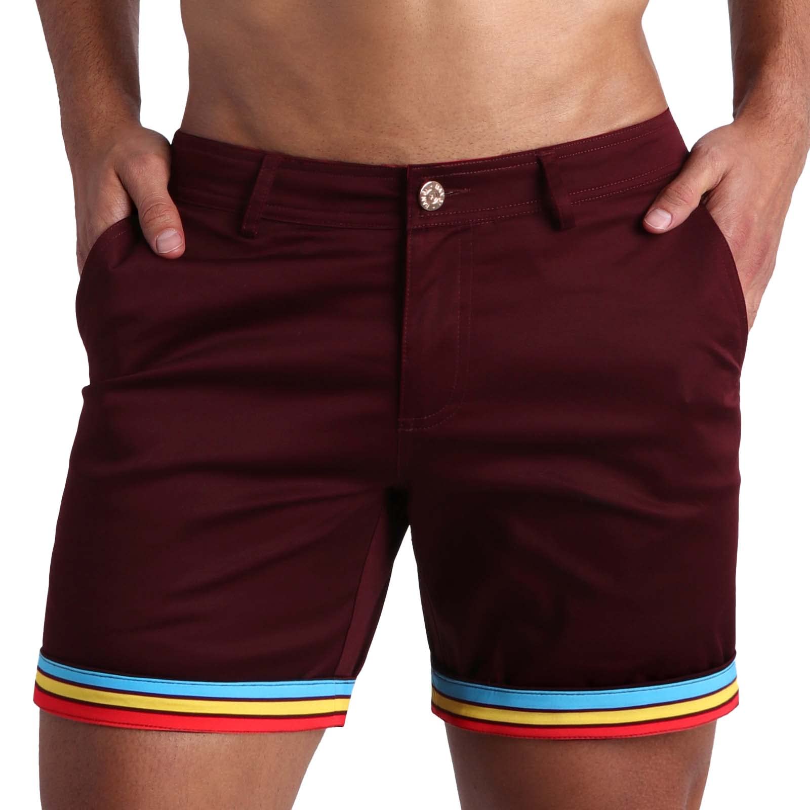 Men's Stretchy Chino Shorts - Comfortable Cotton Casual Streetwear with Reversible Cuffs | Perfect for Summer, Gym, Travel & Everyday Wear