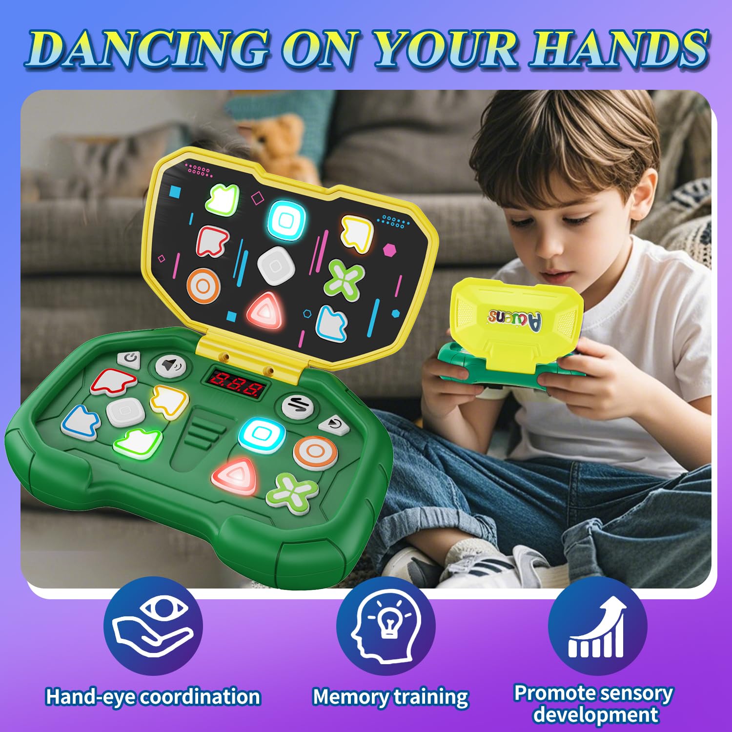 Handheld Dance Game for Kids - 4 Modes, 999 Levels, ADHD Sensory Fidget Toy, Fast Puzzle Game for Ages 6-12 | Birthday Gift for Boys & Girls (Green) | Perfect for Stress Relief, Classroom Breaks & Travel Entertainment