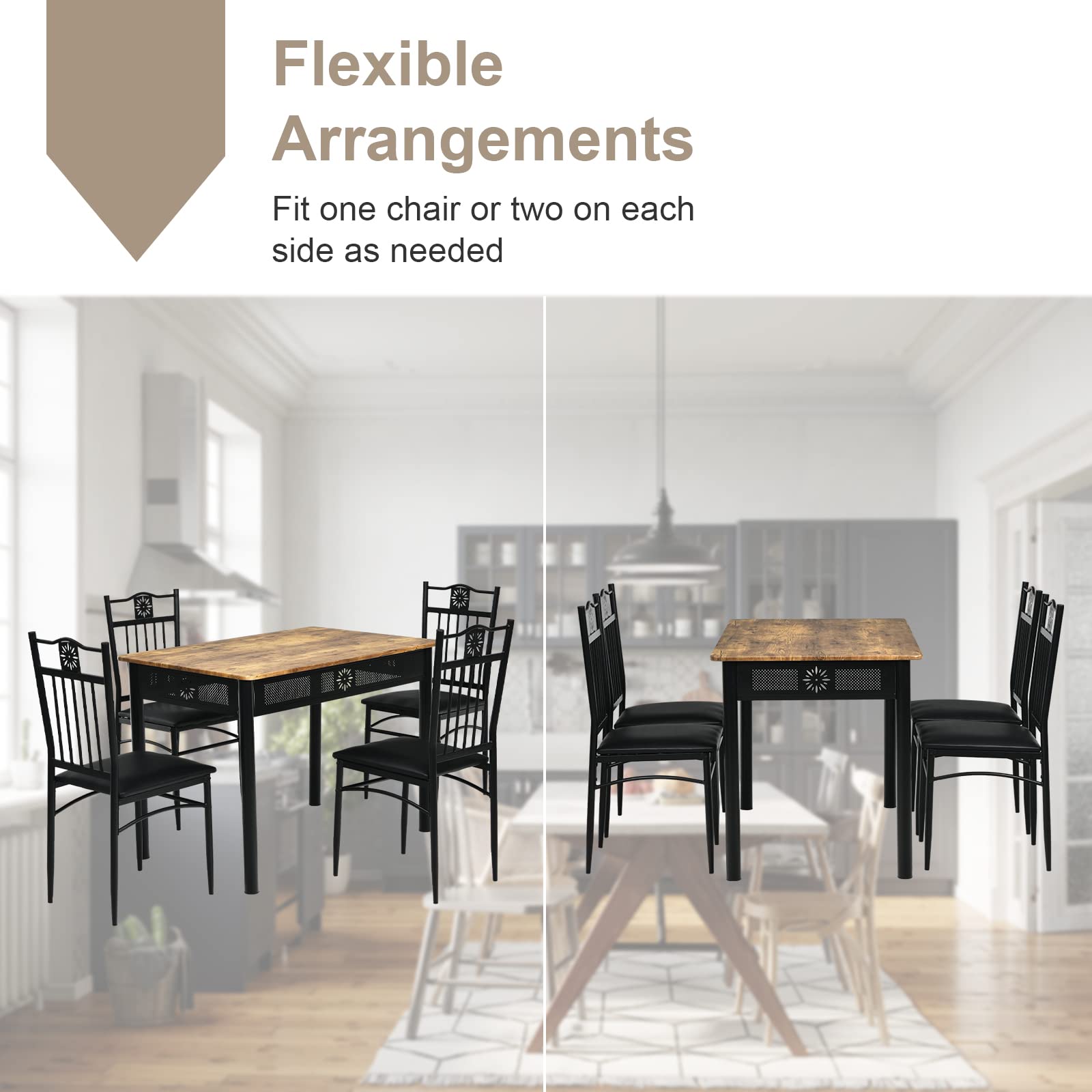 COSTWAY 5-Piece Modern Dining Table Set for 4 People - 42
