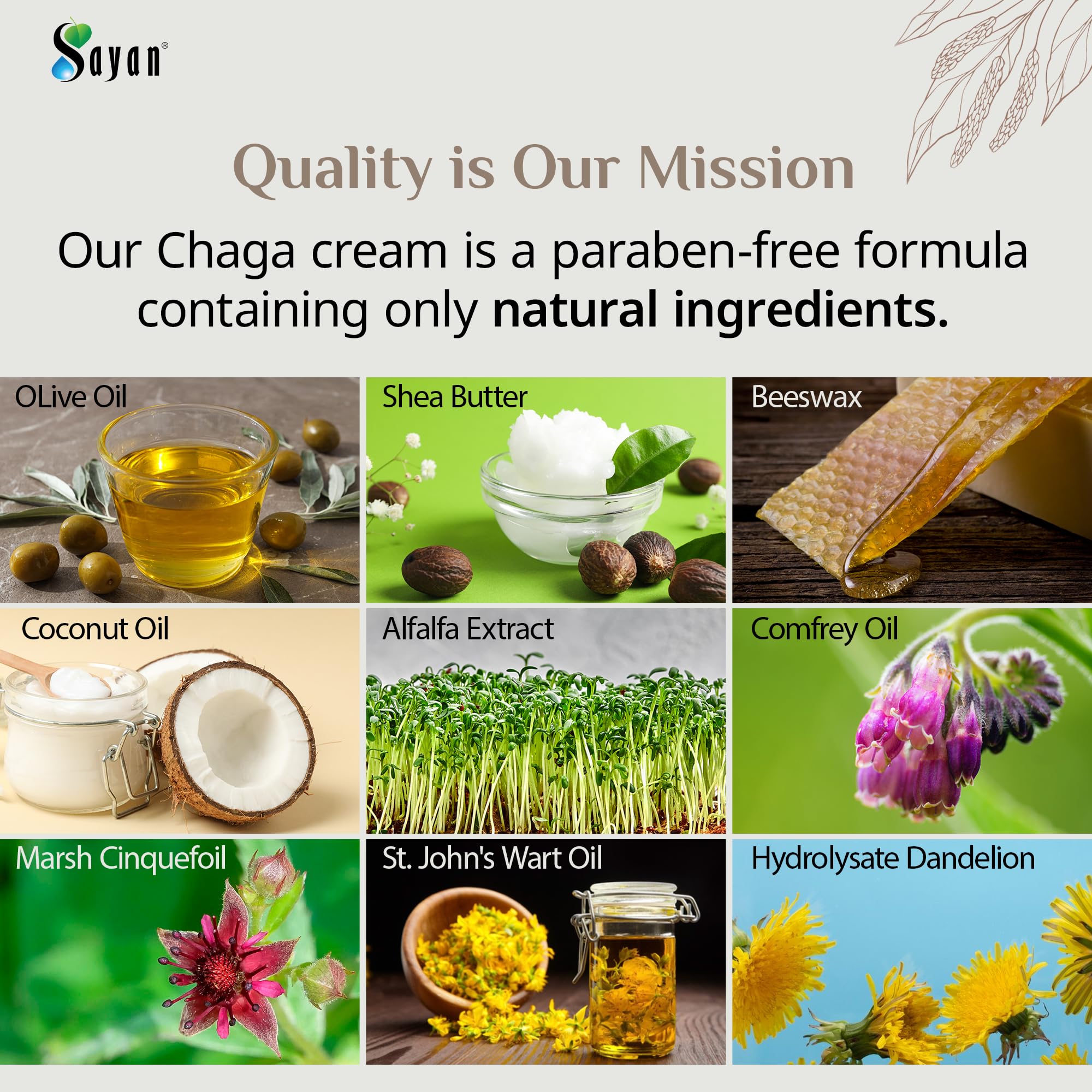 Sayan Siberian Chaga Body Cream with Vitamin E, Shea Butter & Beeswax - Natural Moisturizing Cream for Dry Skin - Perfect for Daily Hydration & Massage Therapy