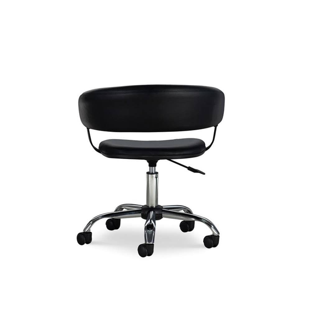UrbanPro Black & Chrome Faux Leather Office Chair with Gas Lift & Wheels - Ergonomic Desk Chair for Home & Office Workspace