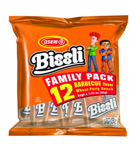 Bissli BBQ Flavored Crunchy Wheat Snacks - 12 Pack (1.23oz Bags) | Perfect for Lunch, Picnics & Parties | Gluten-Free Snack for Kids & Adults | Great for School, Office & Road Trips