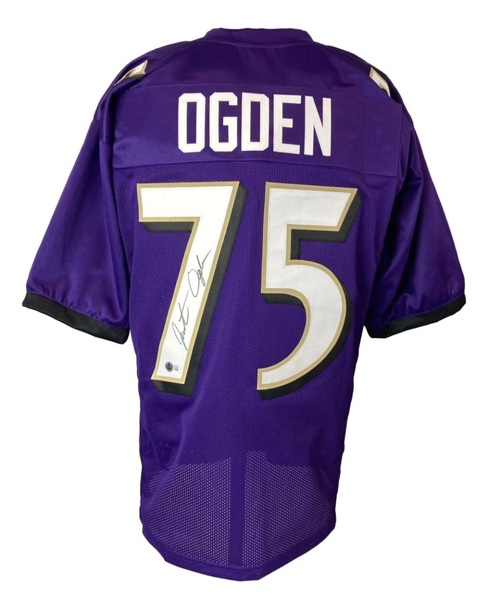 Authentic Johnathan Ogden Baltimore Ravens Signed Purple Football Jersey - BAS ITP Certified - Perfect for NFL Collectors, Sports Memorabilia Displays & Ravens Fan Gifts