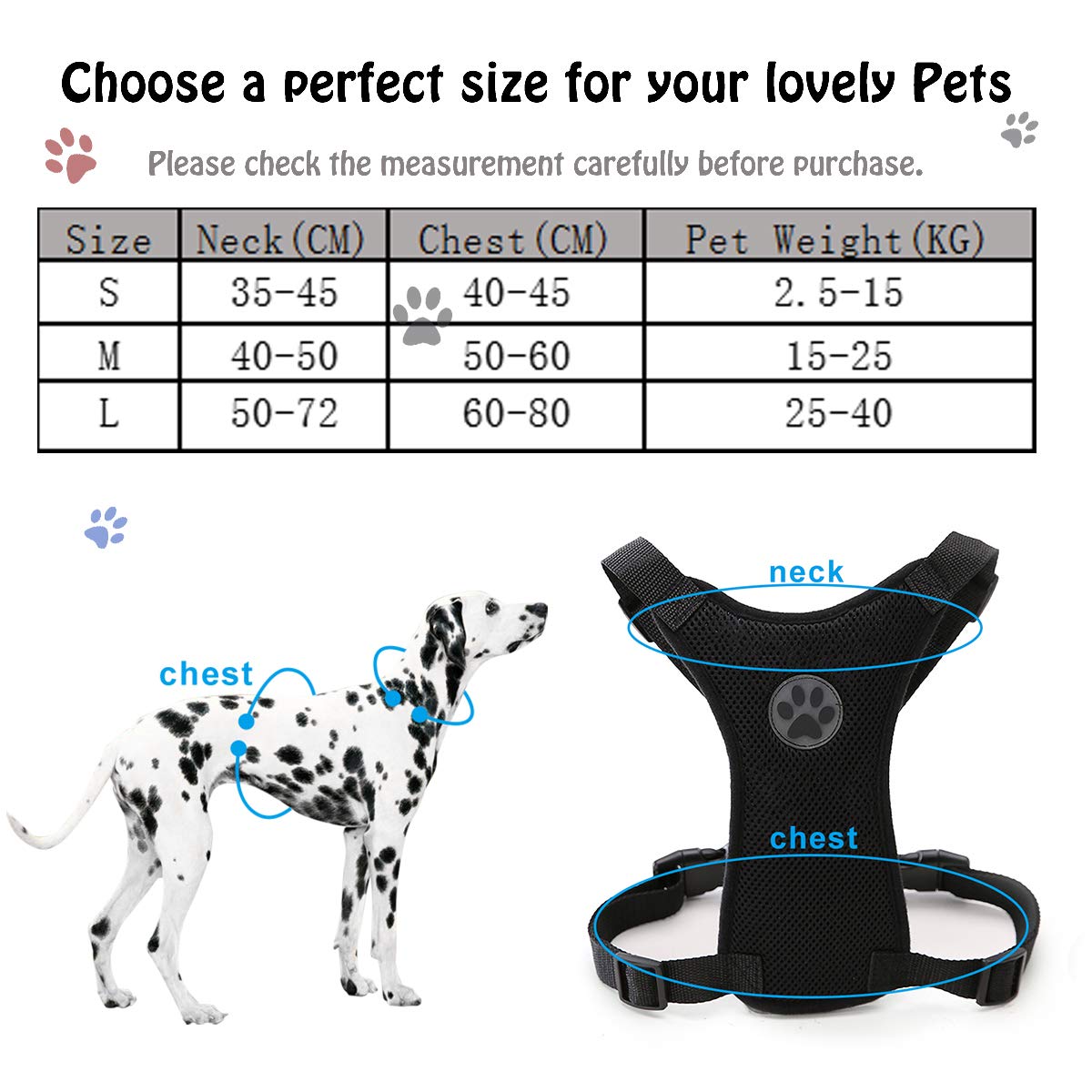 MASO Adjustable Dog Car Safety Vest Harness - Breathable Mesh Pet Seat Belt with Lead Clip for Travel, Daily Use & Road Trips - Secure & Comfortable for Small Dogs (Size S, Black) - Perfect for Car Rides, Walks & Outdoor Adventures