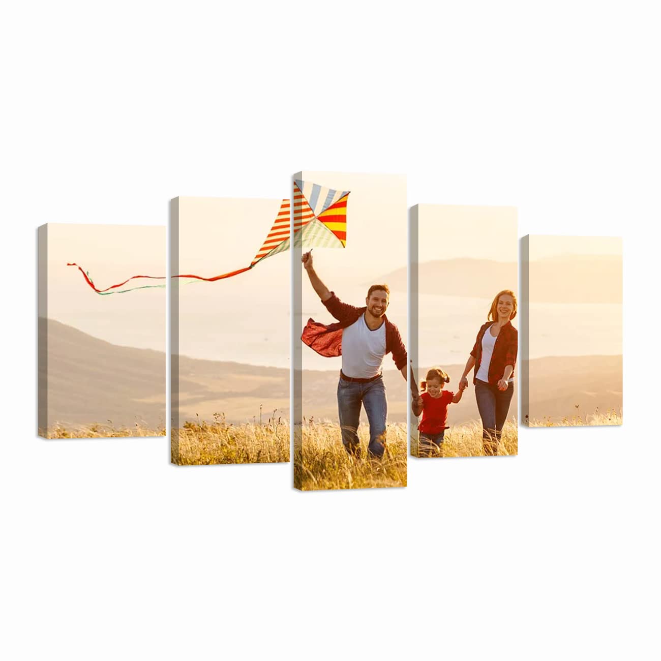 Custom Photo Canvas Prints - 5 Piece Personalized Wall Art for Family, Wedding, Baby, Vacation & Pets | Unique Gift Idea with Frames (12x20in x2, 12x30in x2, 12x40in x1) | Perfect for Home Decor, Living Room, Bedroom & Office Wall Display