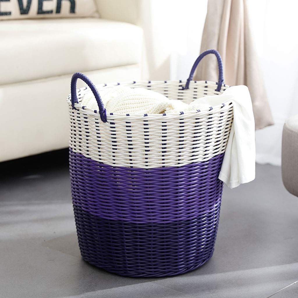 Hand-Woven Round Storage Basket - Multifunctional Toy Organizer, Bathroom Hamper & Portable Shopping Basket for Home & Kids (Color: Green) | Perfect for Nursery, Laundry & Grocery Shopping