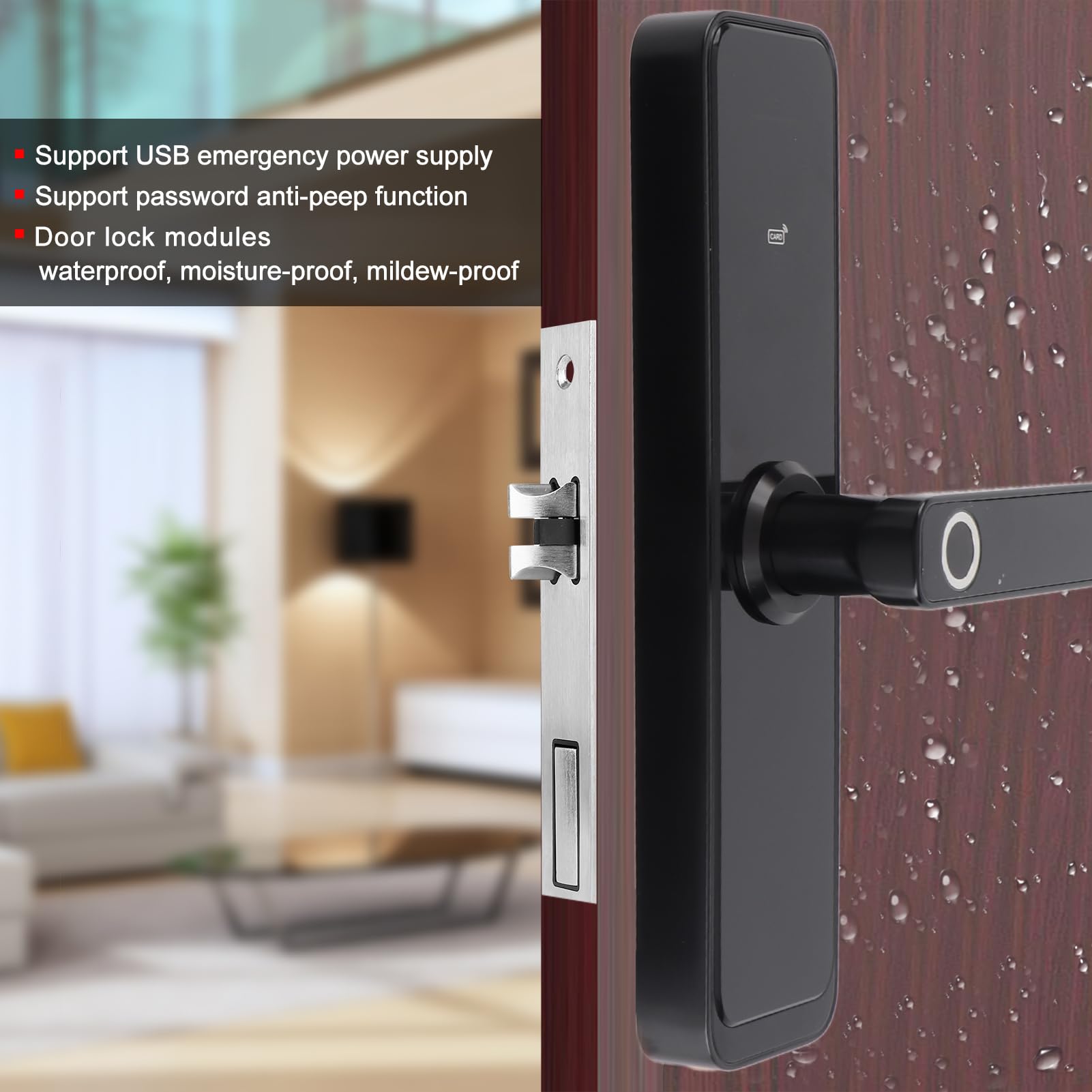 4-in-1 Smart Door Lock - Fingerprint, Key Card, Password & Mechanical Key Entry - Home Security Anti-Theft Electronic Keyless Lock for Apartments, Houses & Offices