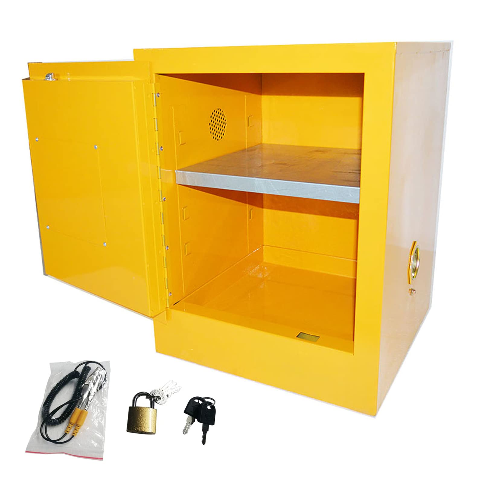 INTBUYING 16 Gallon Flammable Safety Storage Cabinet - Fireproof Galvanized Steel with Adjustable Shelves (17x18x22in) for Flammable Liquids - Perfect for Workshop, Garage, Laboratory & Industrial Chemical Storage