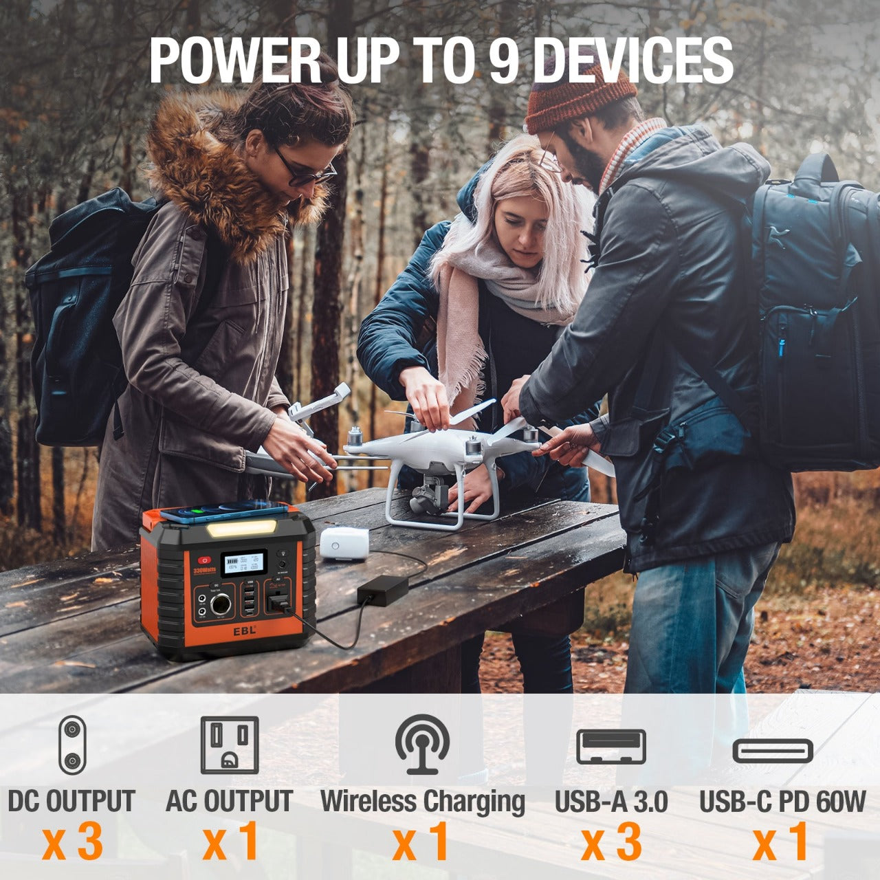 EBL Voyager 330 Portable Power Station - 330Wh Solar Generator for Camping, RV, Emergencies & Outdoor Adventures | Compact Lithium Battery Backup for Phones, Laptops & Small Appliances