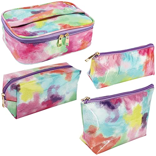 4 Pack Waterproof Makeup & Toiletry Travel Bags - Portable Cosmetic Organizer for Women & Men - Perfect for Travel, Gym, and Daily Use